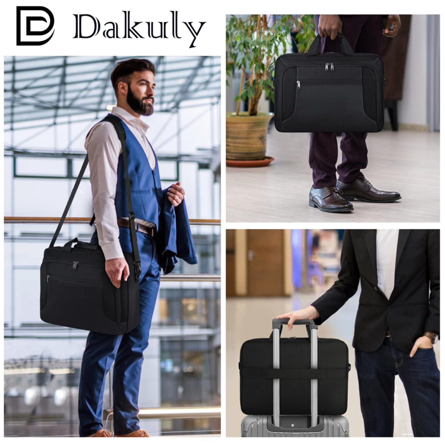 Laptop Bag 17.3 Inch Laptop Briefcase Large Waterproof Laptop Case for Men Women Business Office Work Computer Bag 17 Inch Adjustable Shoulder Messenger Bag, Black - Image 6
