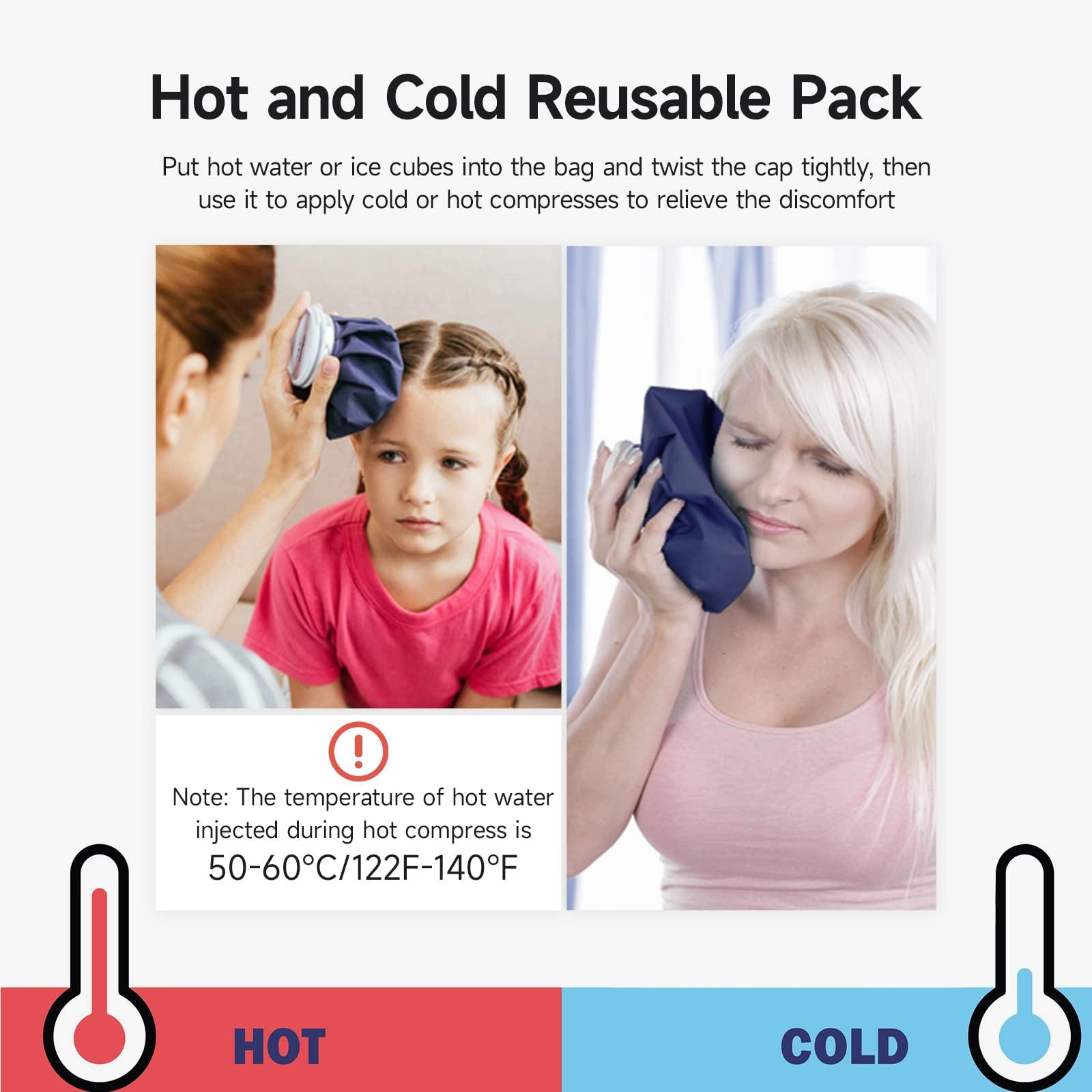 BICAREE Ice Pack for Injuries Reusable, Ice Bags Hot Water Bag for Hot & Cold Therapy and Pain Relief with Cover, No-Leak Elastic Breathable Ice Bag, Size 9" - Image 5