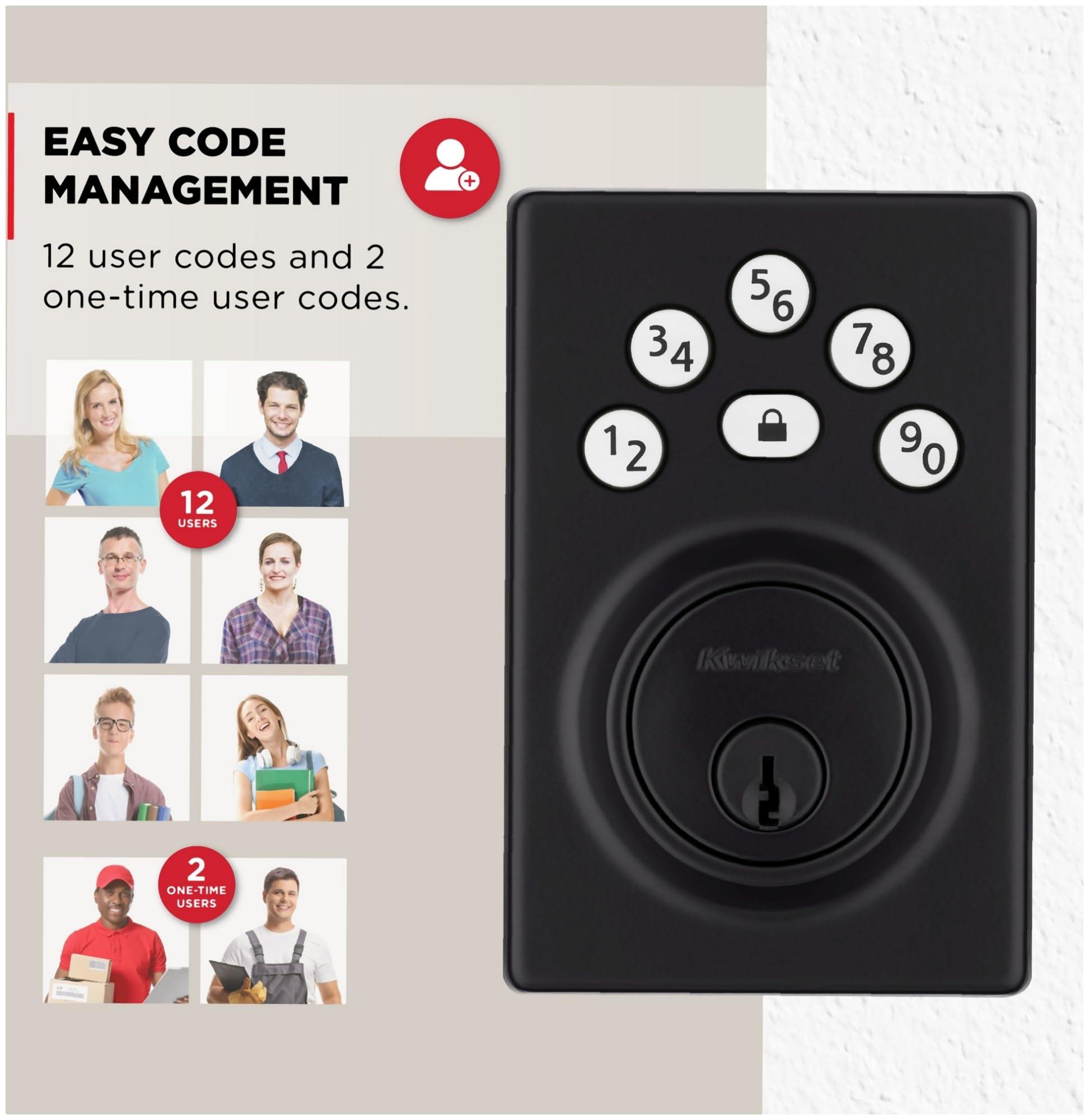 Kwikset 9240CNT-514 Contemporary Powerbolt Electronic SmartCode Deadbolt with RCAL Latch and RCS Strike Matte Black Finish - Image 7