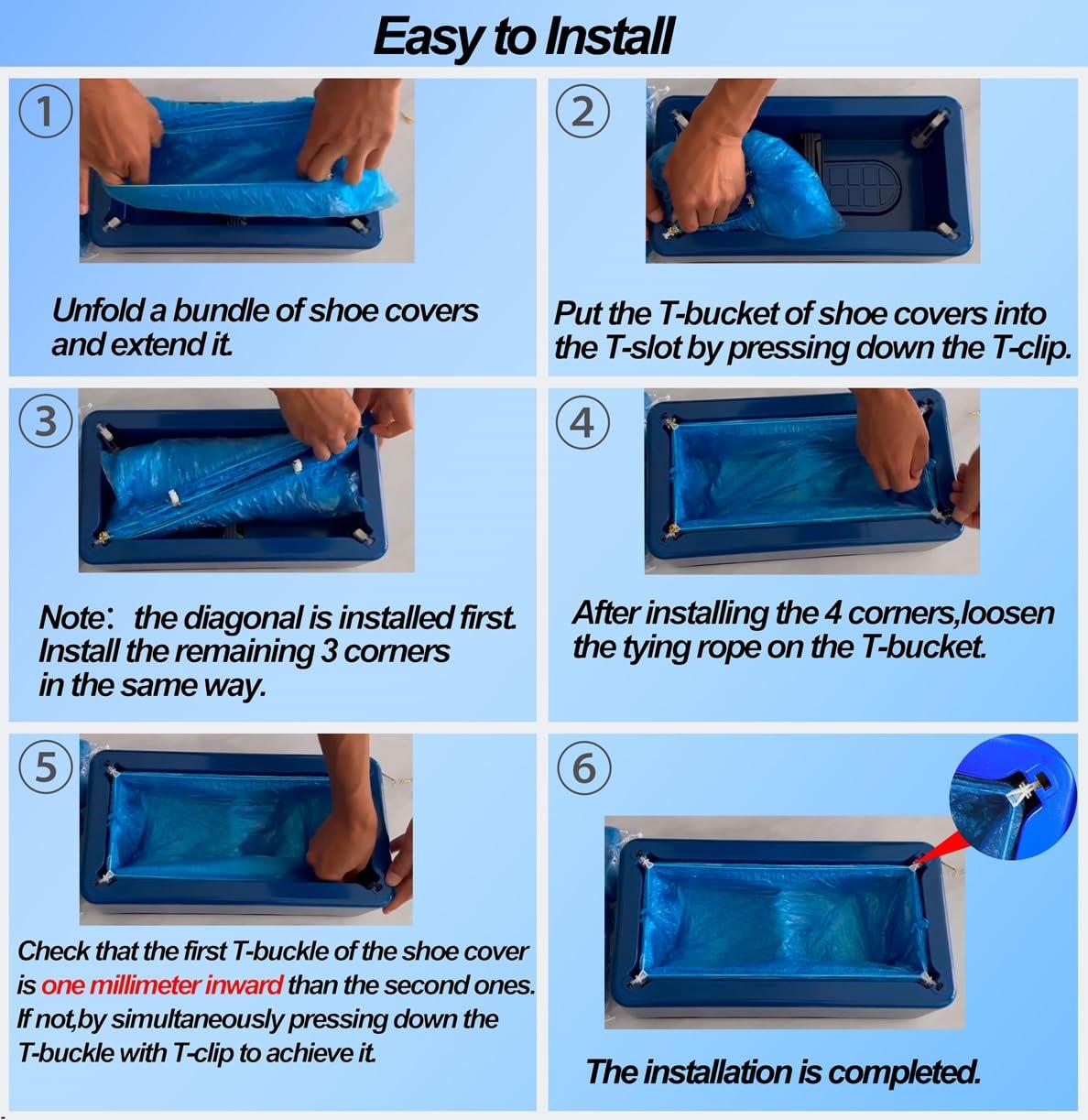 Automatic Shoe Cover Dispenser Shoe Cover Machine for Indoors Reusable,Booties Portable Dispenser 100pcs Plastic Shoe Covers,Disposable Boot Cover Fits One Size,Non Slip,Waterproof,Dust Proof (Blue) - Image 4