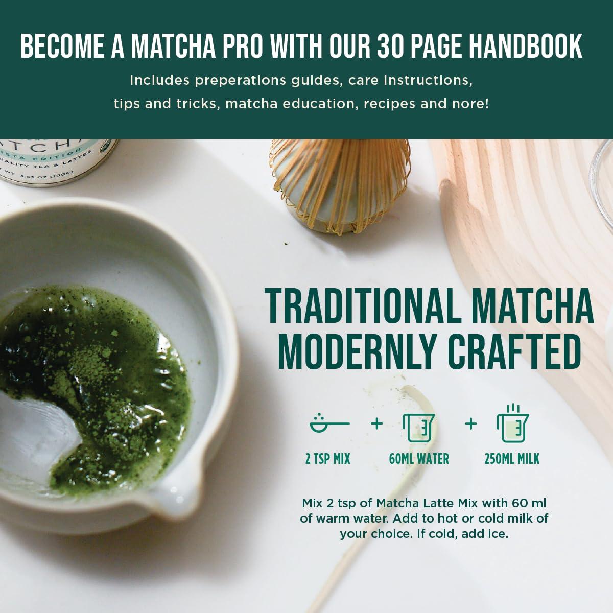 Jade Leaf Matcha Traditional Starter Set - Bamboo Matcha Whisk (Chasen), Scoop (Chashaku), Stainless Steel Sifter, Fully Printed Handbook - Japanese Tea Set - Image 5