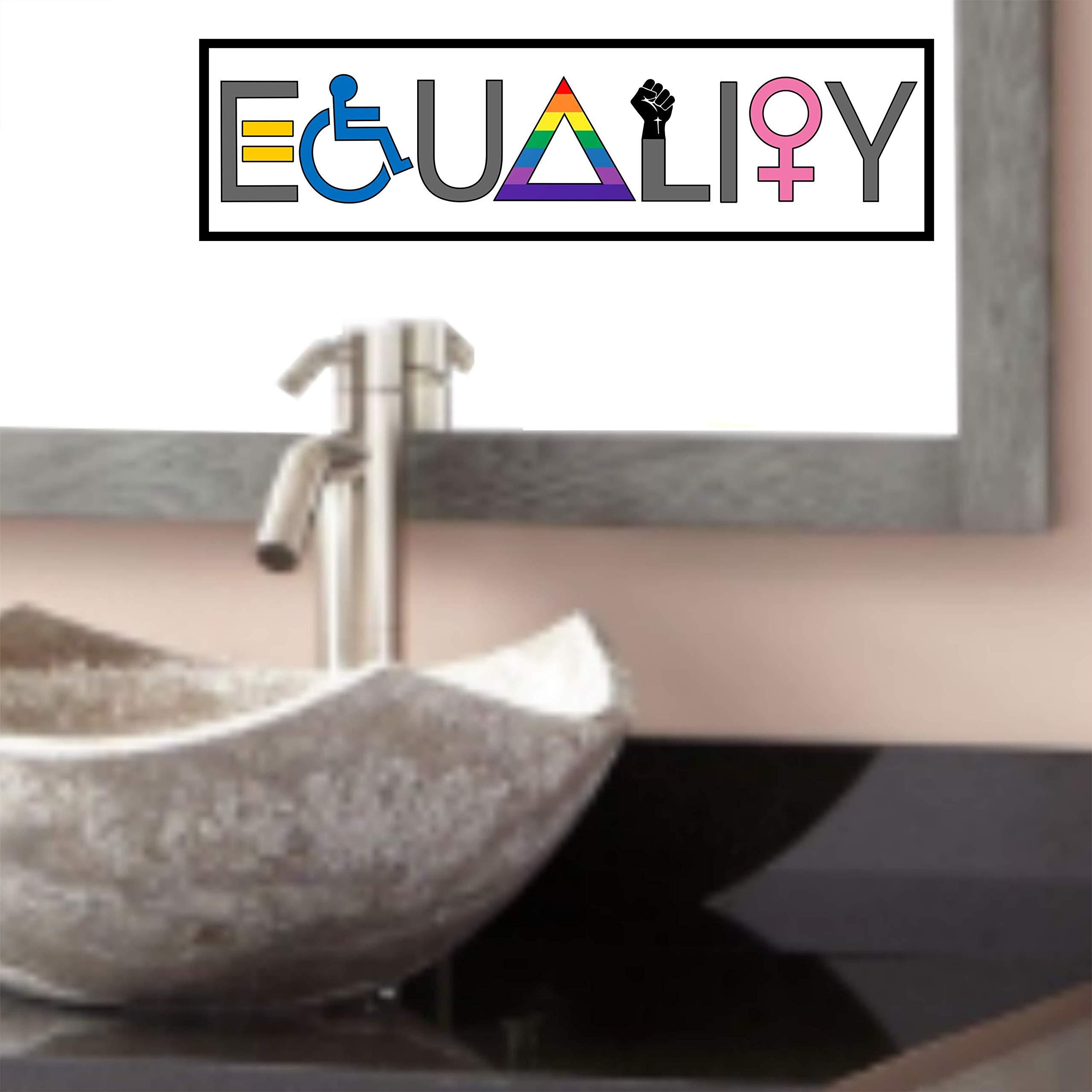 Equality Bumper-Sticker - We are All Powerful Valuable Deserving & Equal Vinyl Decal 6" x 2" Car Auto-Mobile Vehicle Window LGBT-Q-IA Gay Pride Female BLM + Better Than Magnets - Image 2