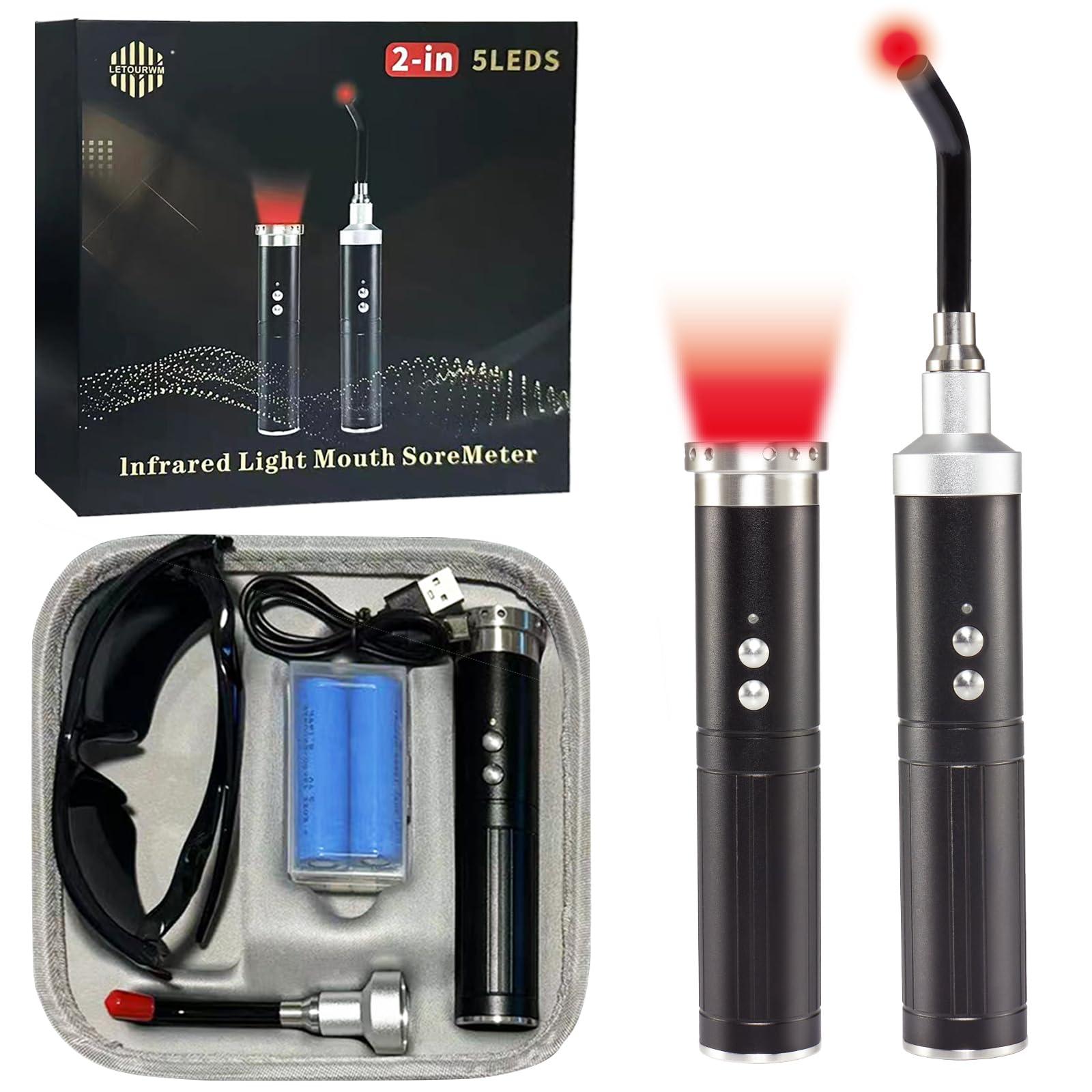 Red Light Therapy,Cold Sores Treatment&Fever Blister, Infrared Light Therapy for Lips Mouth Nose Ear Knee Feet Hands Joint Muscle Nerve Pain Relief Red Light Therapy for Face with Removable Tip