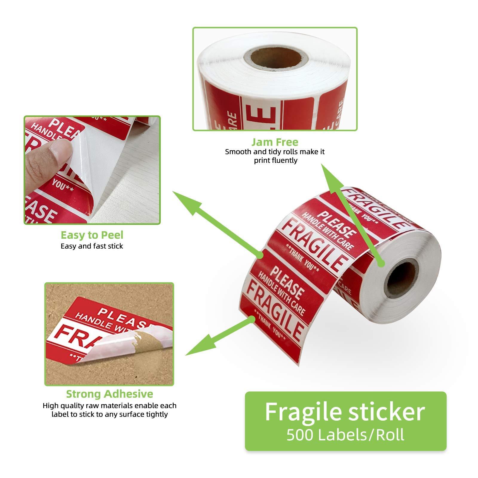 Anylabel 2" x 3" Fragile Stickers for Shipping and Moving Please Handle with Care Fragile Thank You Do Not Drop, Warning Stickers Fragile Labels, Permanent Adhesive(500 Labels, 1 Roll) - Image 3