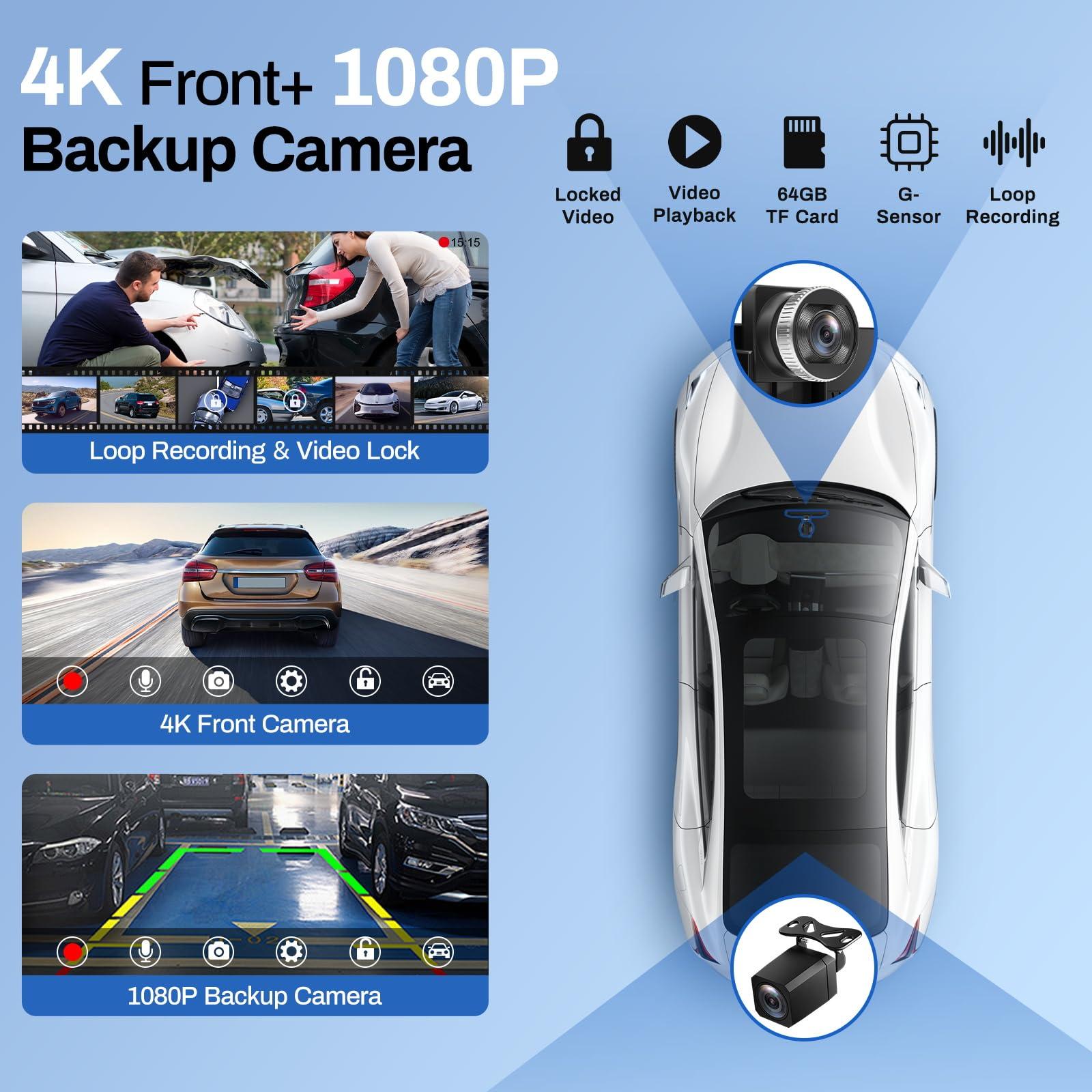 BOXGVO Wireless Carplay Screen for Car with 4K Dash Cam, 9" Portable Carplay & Android Auto, Car Stereo Touchscreen with 1080p Backup Camera, GPS Navigation/Voice Control/Mirror Link/Bluetooth - Image 5