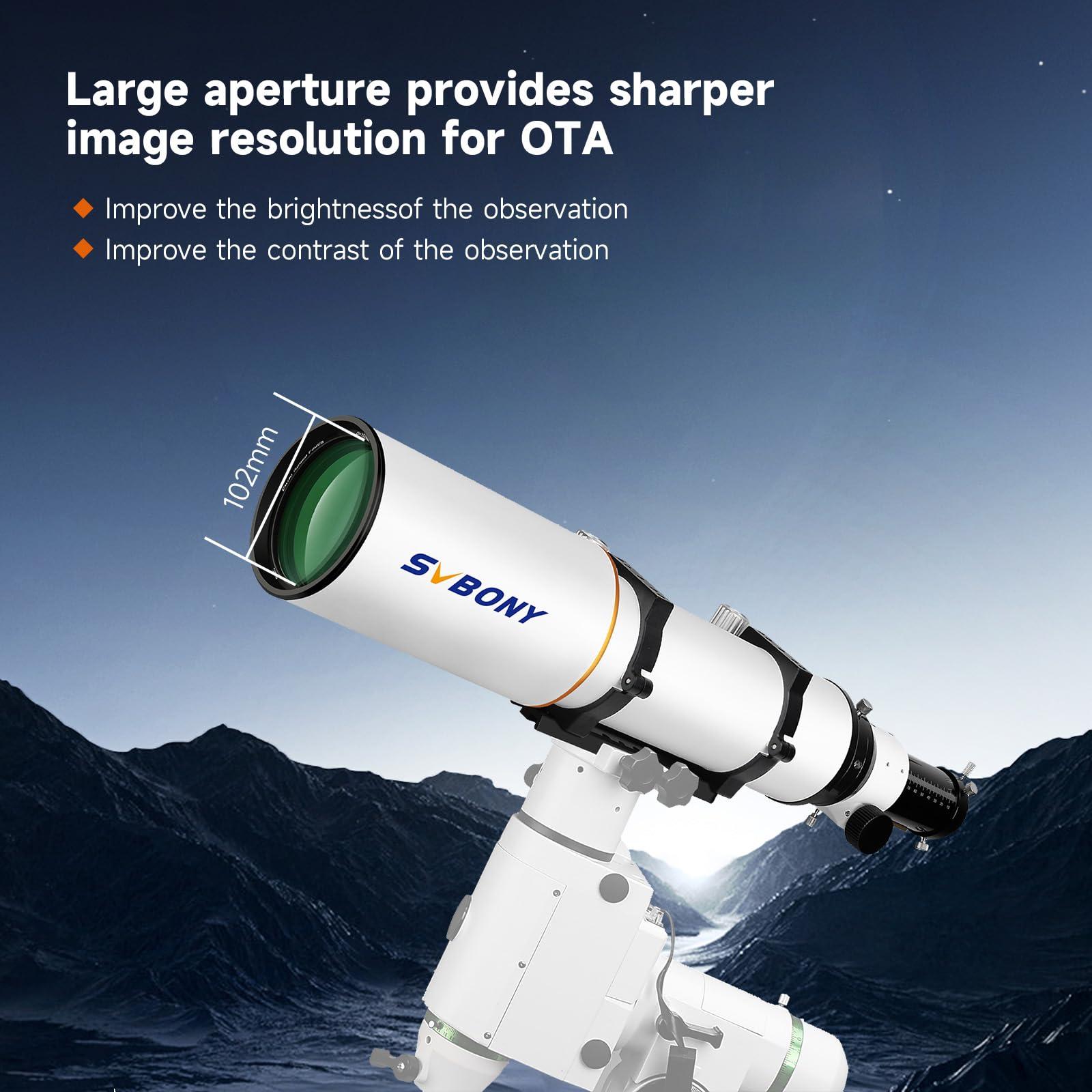 SVBONY SV503 Refractor Telescope, 102mm F7 Extra Low Dispersion Achromatic Refractor OTA, Dual-Speed Focuser, 90mm Back Focus, Telescope for Adults High Powered, for Deep Sky Planets Astrophotography - Image 2