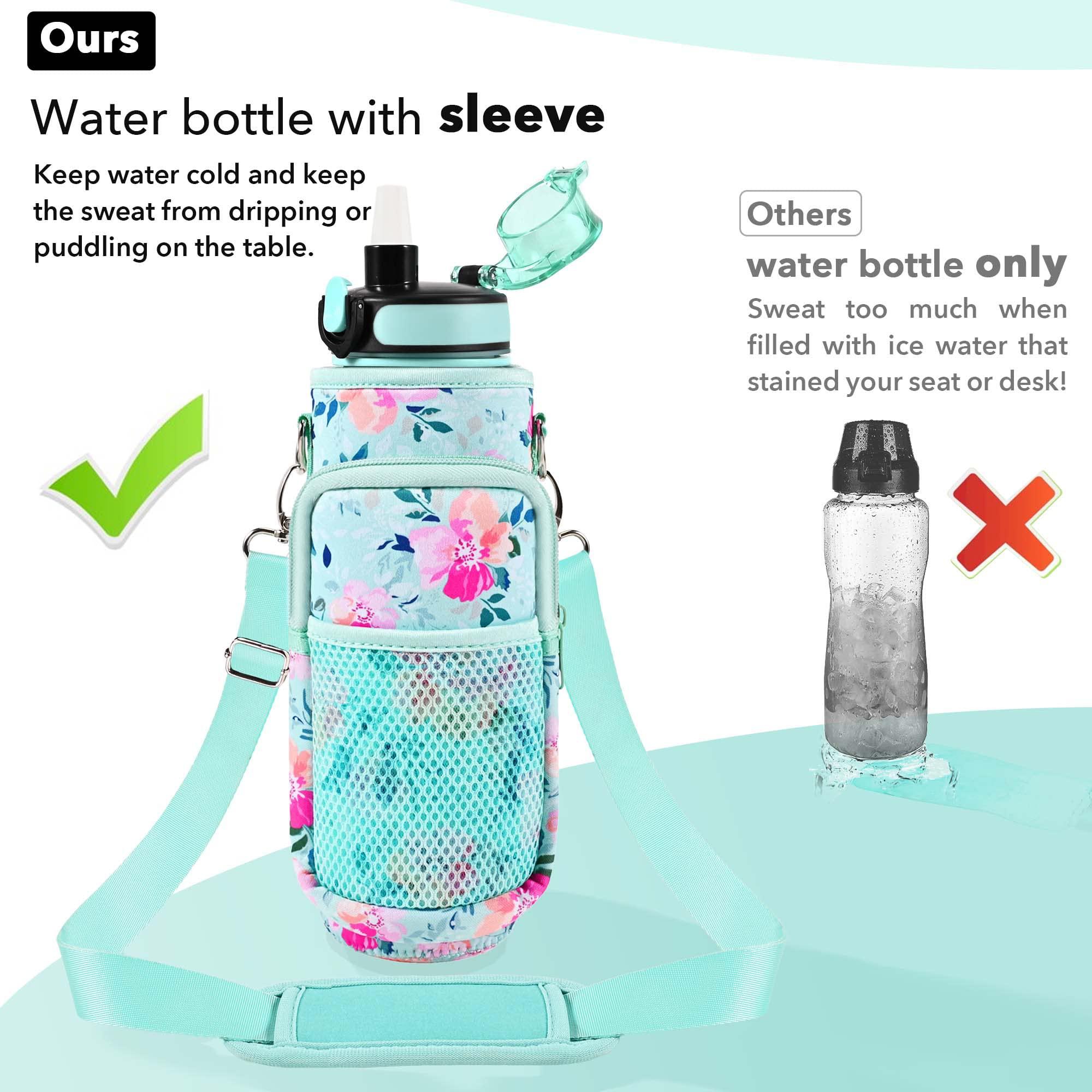 Newfad 32 oz Water Bottles with Straw & Strap, Motivational Water Bottles with Times to Drink, BPA Free Reusable Sports Water Bottle with Sleeve Carrier for Hiking, Travel, Running or Fitness - Image 5
