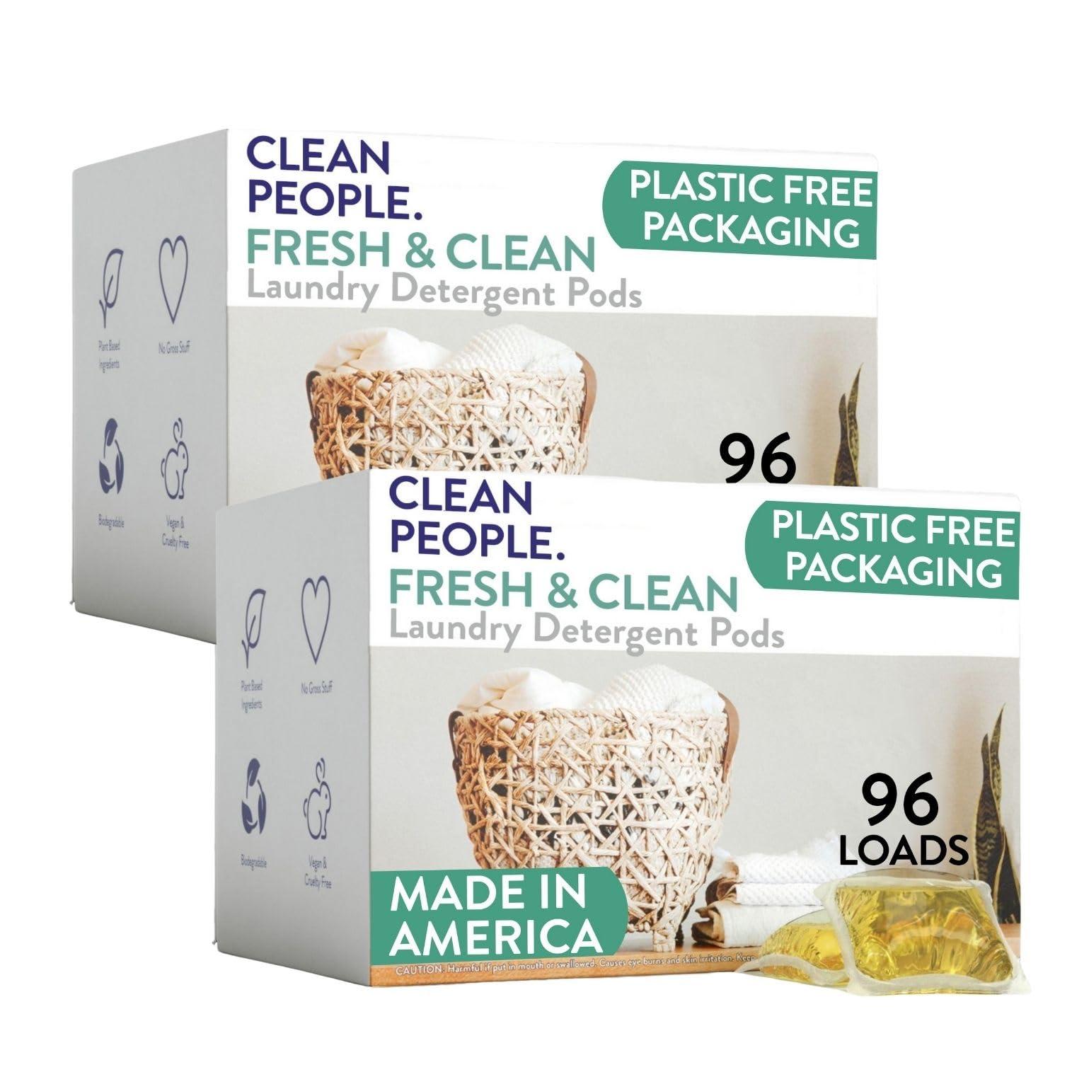 The Clean People Laundry Detergent Pods - Hypoallergenic Laundry Pods - Ultra Concentrated, Recyclable Packaging, Stain Fighting - Fresh Scent, 192 Pack
