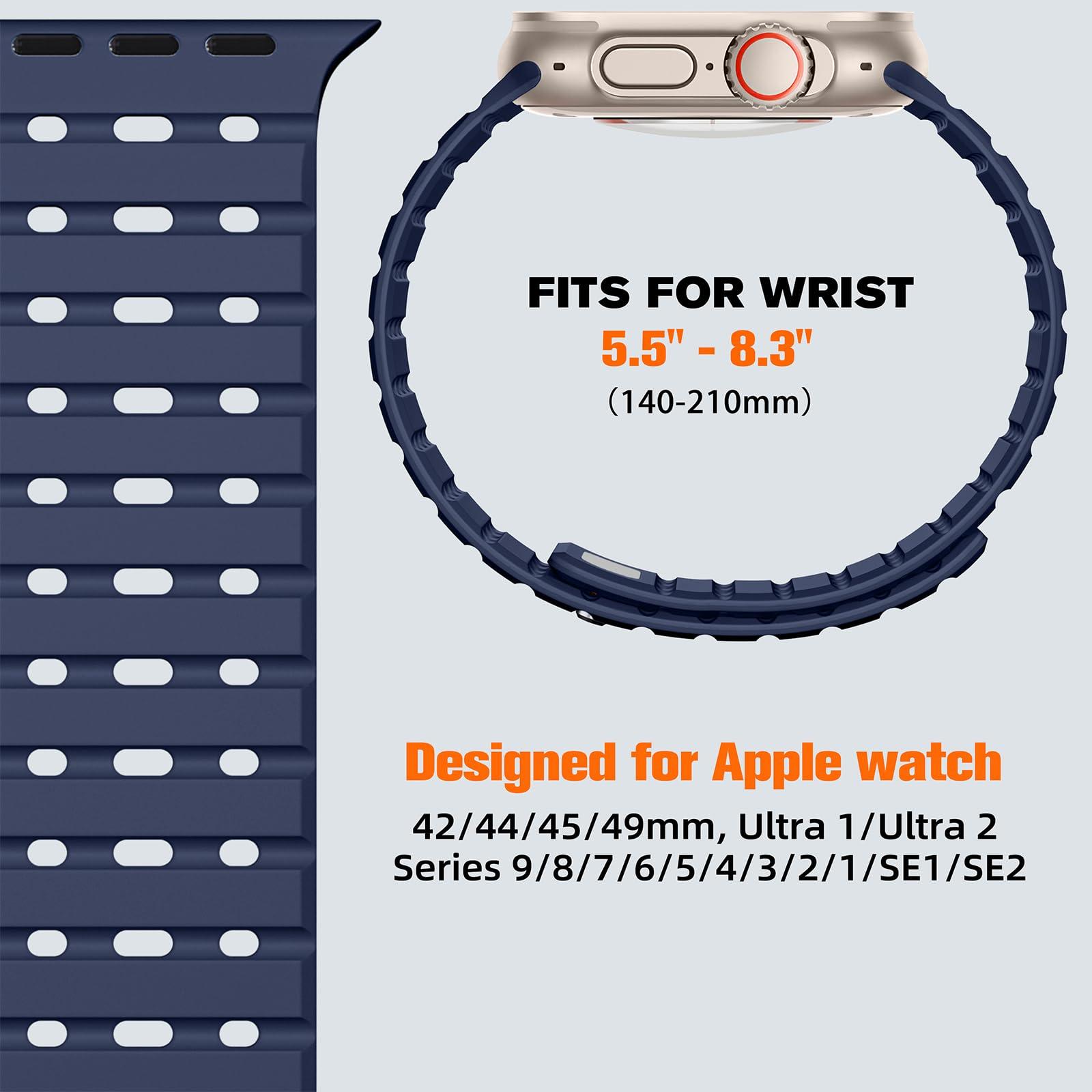 Bandletic R-Lite Fit Magnetic Watchband + R-Steel Military Band Compatible with Apple Watch 49mm/46mm/45mm/44mm/42mm(3/2/1) Men Women - Image 5