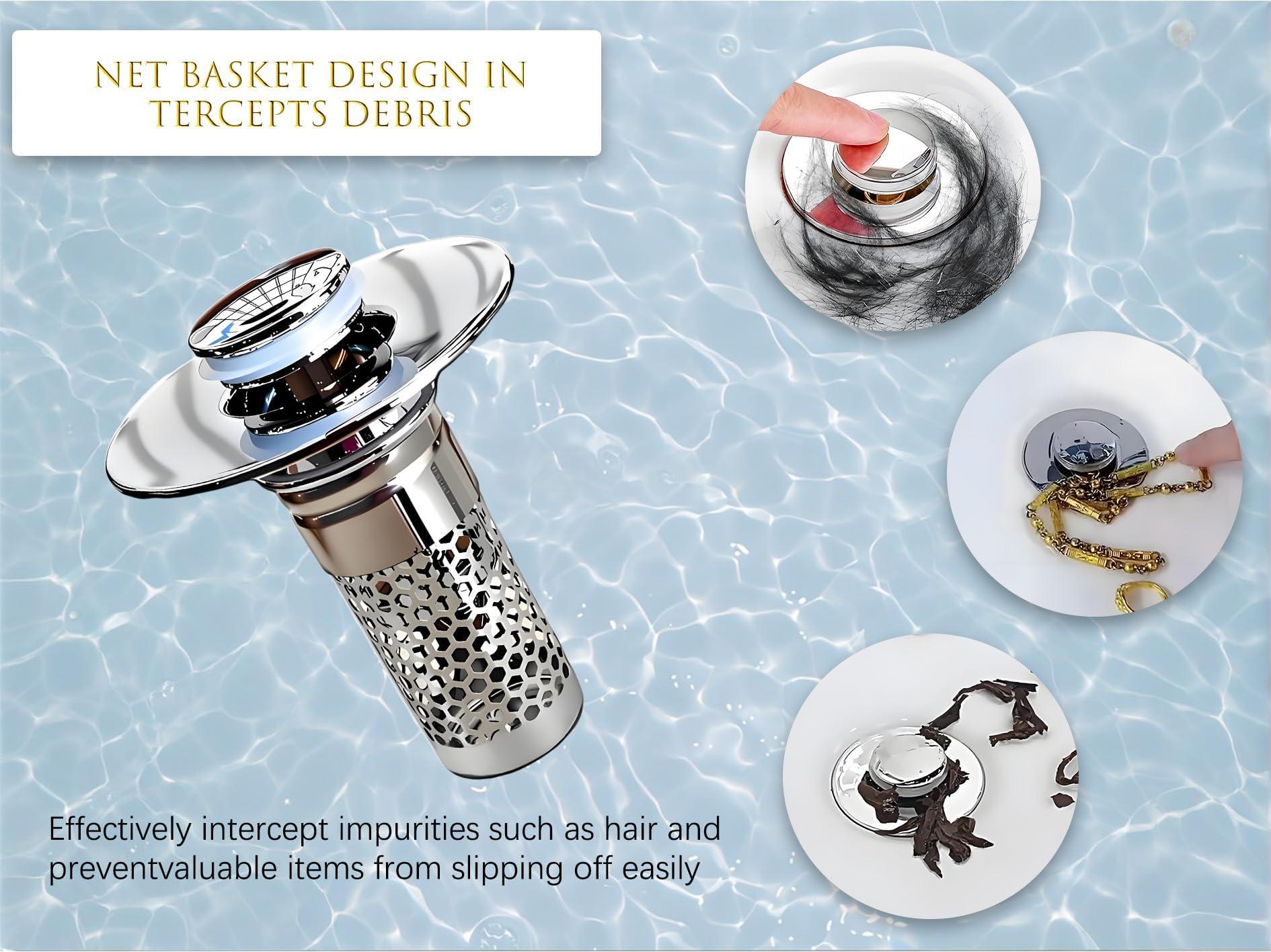 2PCS Bathroom Sink Drain Strainer,Stainless Steel Bathroom Drain Filter,Drain Plug Filter,Hair Catching Sink Drain,Floor Drain Filter,Bathroom Drain Sink Stopper. (Silver-b) - Image 5