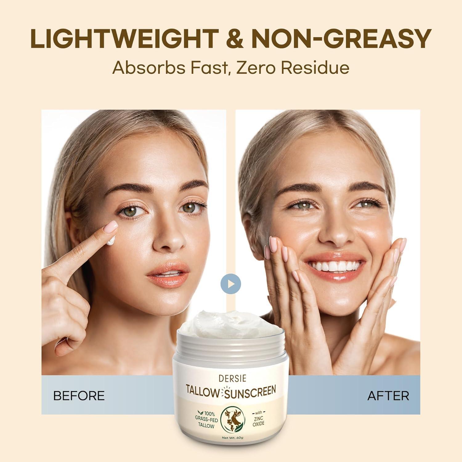 Beef Tallow Sunscreen with Zinc Oxide: Tallow & Zinc Oxide Instant Sun Protection - Non Greasy Formula with Beeswax, Red Raspberry, Carrot Oil - Suitable for Dry and Sensitive Skin - Fresh Scent - Image 6