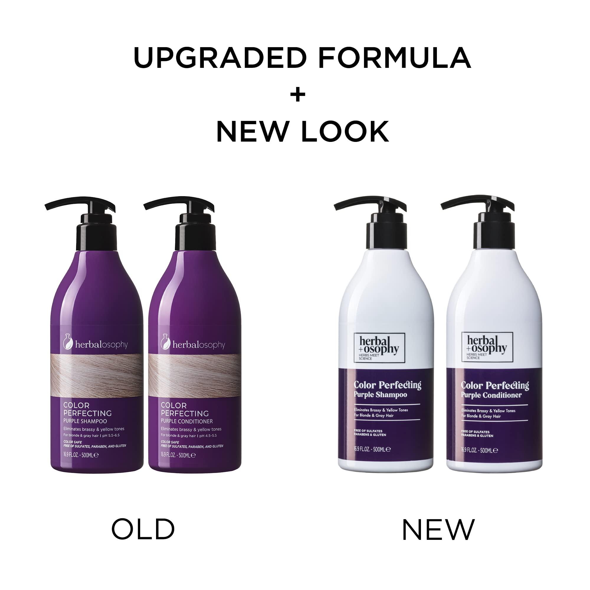 Herbalosophy Purple Shampoo & Conditioner Set for Blonde Gray Hair, Eliminates Brassy and Yellow Tones, Infused with Cocos Nucifera Oil, Free of Sulfate, Parabens and Gluten, 2 x 16.9 Fl Oz - Image 2