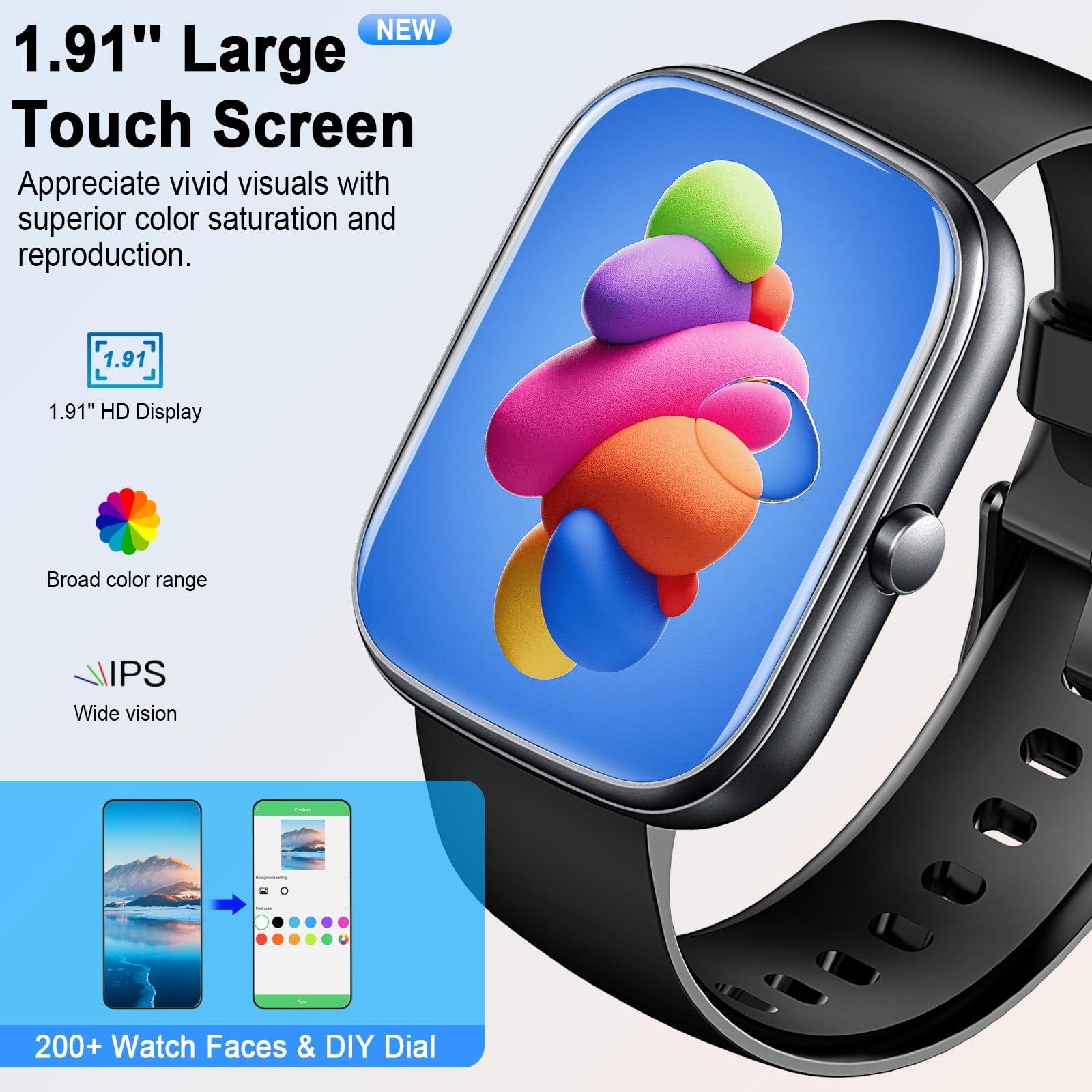 Smart Watch (Answer/Make Call), 2025 HD 1.91" Smartwatch for Men Women, 112+ Sports Modes Fitness Activity Tracker, Calories/Heart Rate/Sleep Monitor, IP68 Waterproof Step Counter for Android iOS - Image 2