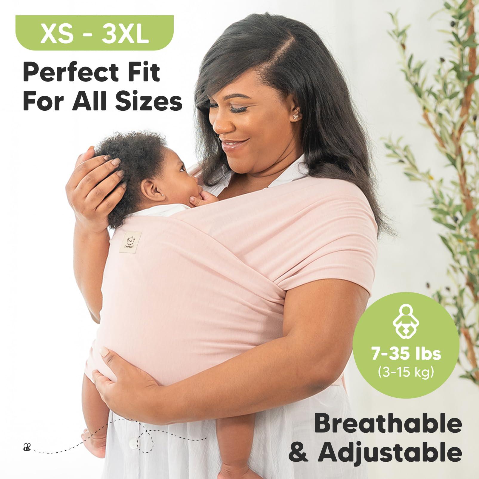 KeaBabies Baby Wrap Carrier - All in 1 Original Baby Carrier Newborn to Toddler Sling, Easy to Wear, Hands Free Bonding, Lightweight, Breathable Infant Wraps (Rhino Gray) - Image 4