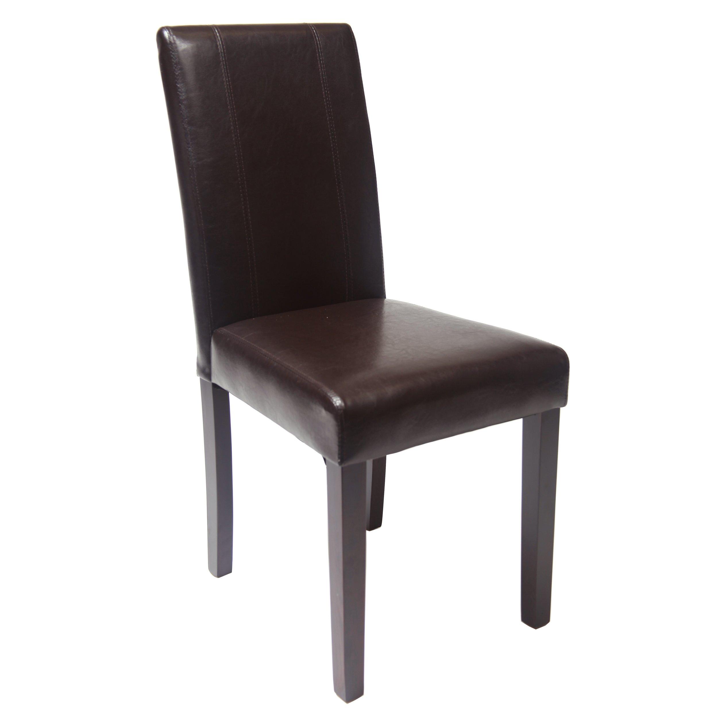 Roundhill Furniture C020BR Urban Style Solid Wood Leatherette Padded Parson Chair, Brown, Set of 2 - Image 5