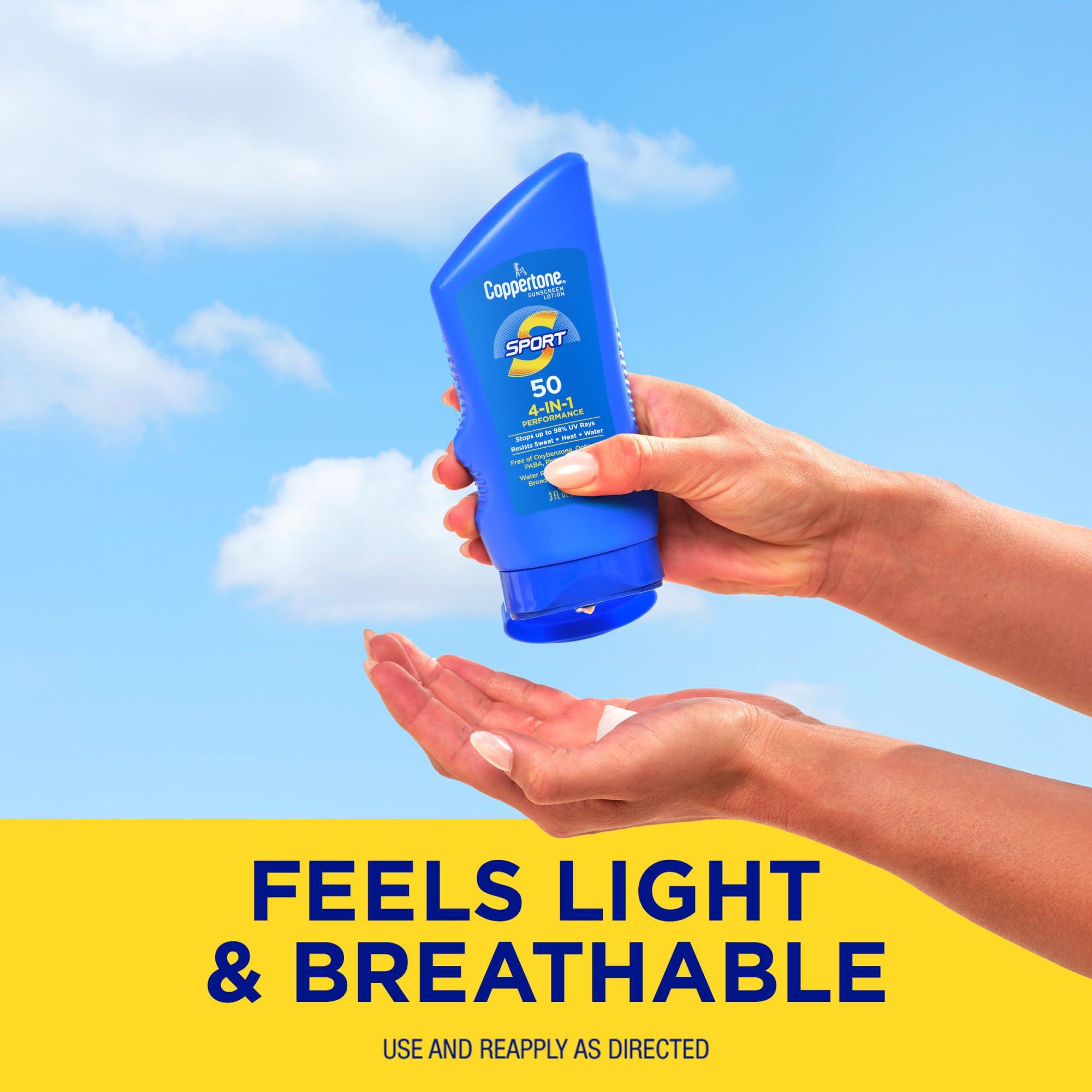 Coppertone Sport Sunscreen Lotion SPF 50, Water Resistant Sunscreen Bulk Pack, 3 Fl Oz Bottle, Pack of 6 - Image 7