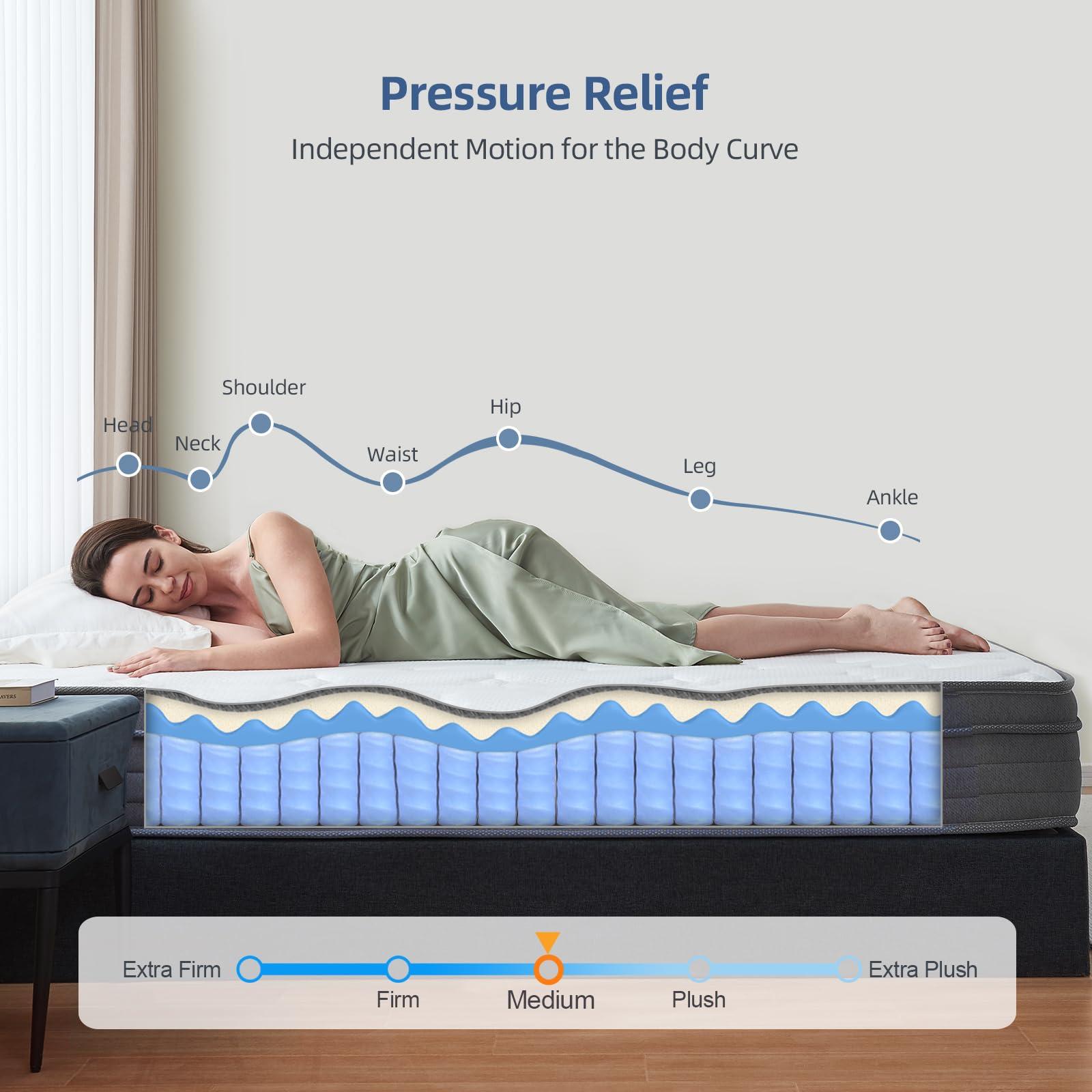 Gojef King Size Mattress, 12 Inch Hybrid Memory Foam Mattress in a Box with Independent Springs, Soft and Comfortable, Pressure Relief, CertiPUR-US Certified - Image 4
