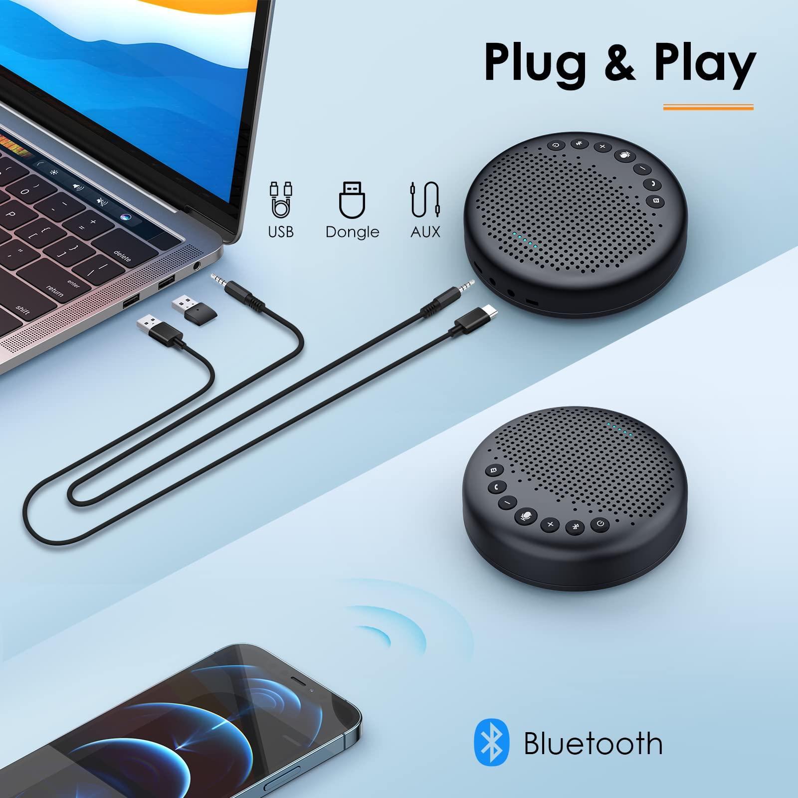 EMEET Conference Speaker and Microphone Luna 360° Voice Pickup w/Noise Reduction/Mute/Indicator USB Bluetooth Speakerphone w/Dongle for 8 People Daisy Chain for 16 Compatible with Leading Software - Image 7