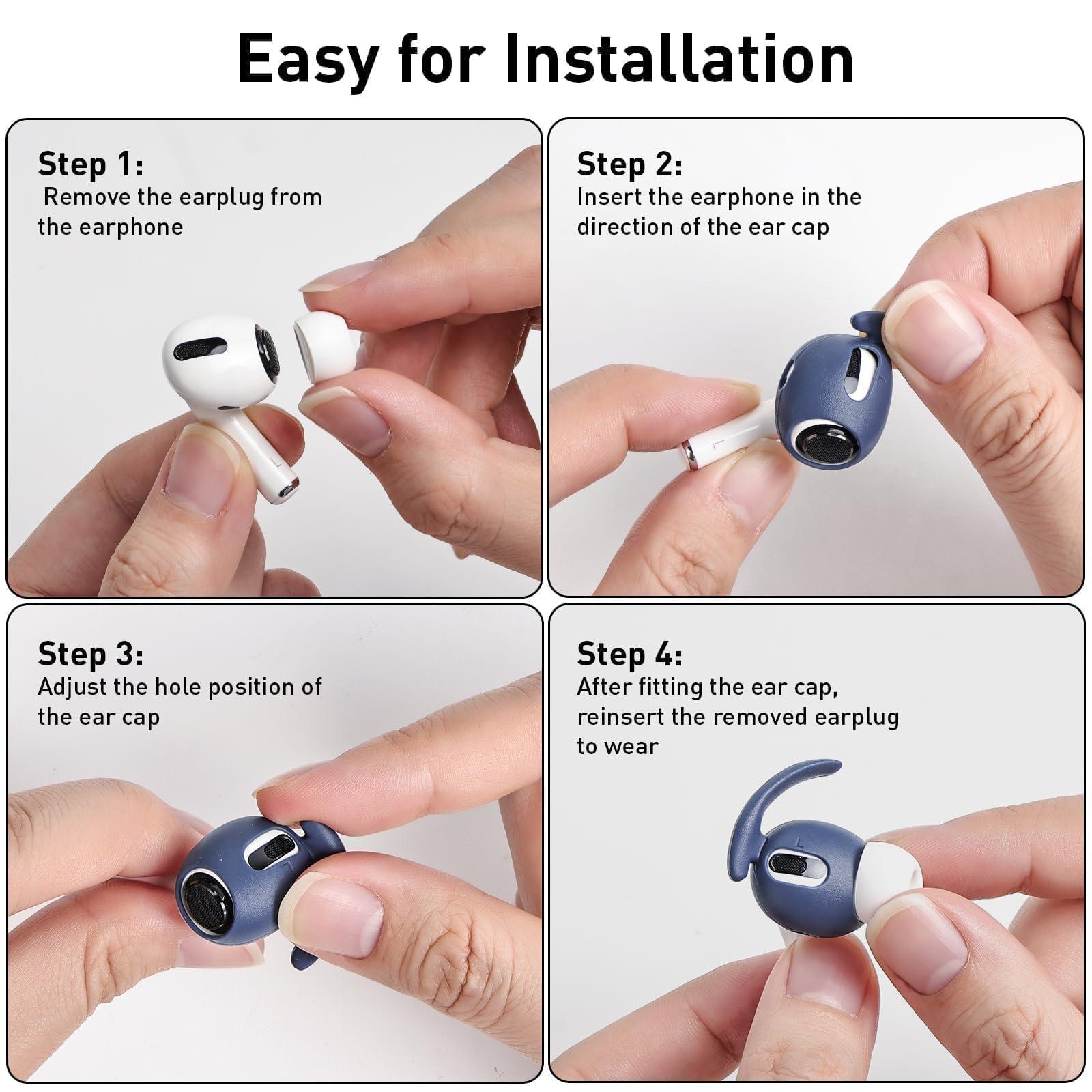 MOLOPPO 1 Pair Ear Hooks Covers for Apple AirPods Pro 1，Sport Anti Slip Ear Tips Wings，Upgraded Anti-Slip Sports Ear Covers Accessories Compatible with AirPods Pro Generation 1(2019)(White) - Image 4