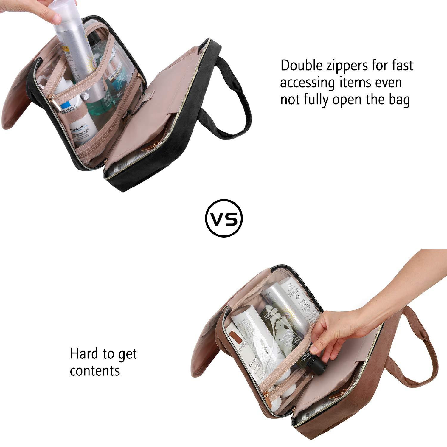 BAGSMART Toiletry Bag Travel Bag with Hanging Hook, Water-resistant Makeup Cosmetic Bag Travel Organizer for Accessories, Shampoo, Full-size Container, Toiletries (Black, Medium) - Image 6