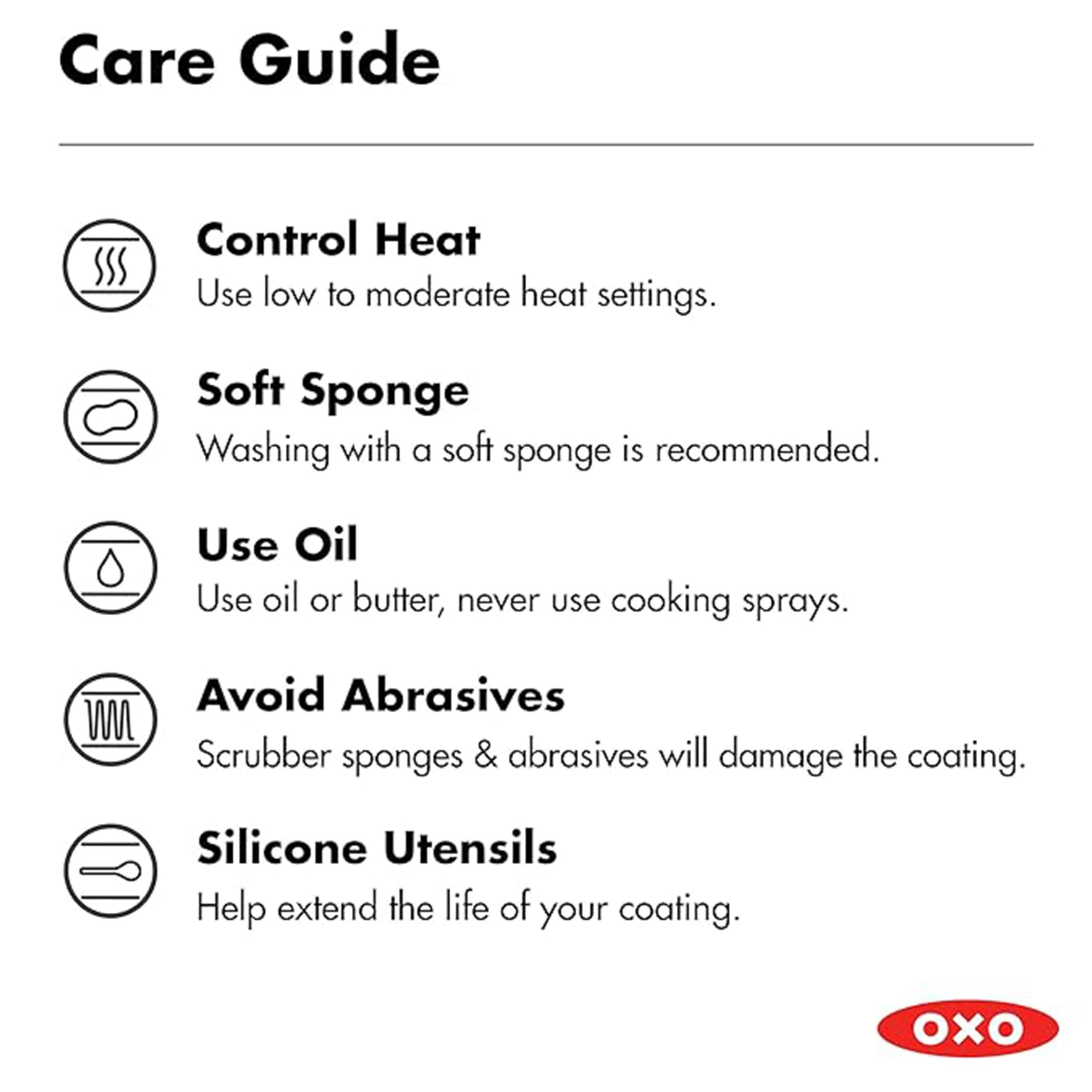 OXO 3 Piece Nonstick Frying Pan Skillet Set,  8" 10" and 12" Ceramic PFAS-Free Cookware, Stainless Steel Handle, Dishwasher Safe, Oven Safe, Black - Image 8