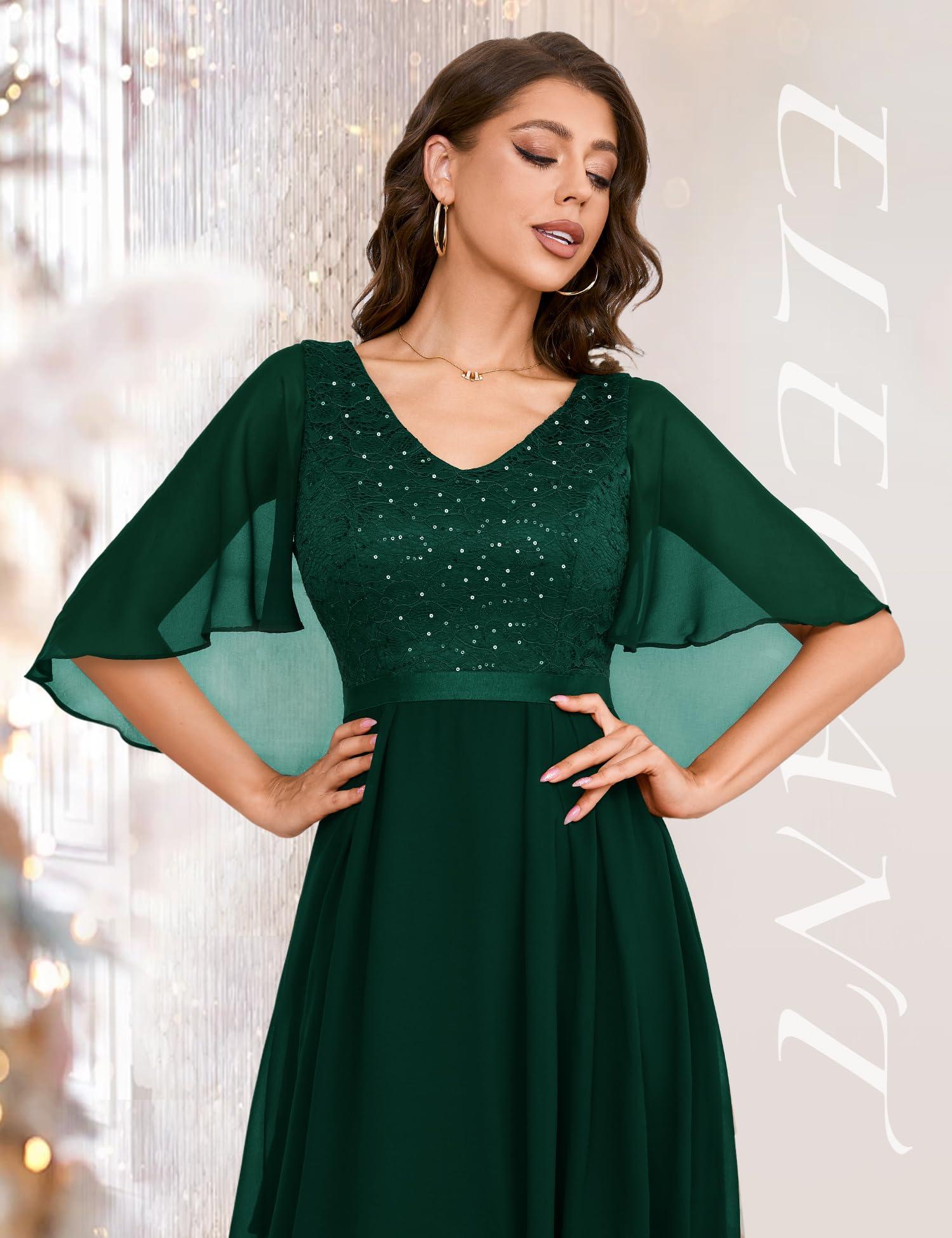Dressystar Sequin Women Dresses Knee Length Dress Mother of The Bride Wedding Guest V-Neck Evening Formal Cocktail Gowns - Image 4