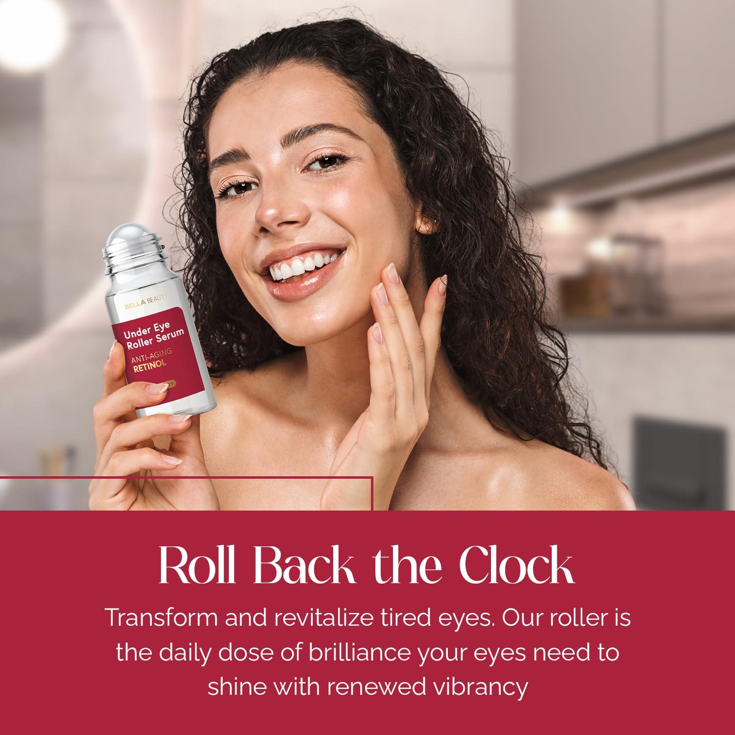 Bella Beauty Eye Roller Serum with Retinol & Vitamin B5 - Reduces Dark Circles, Puffiness & Fine Lines - Anti-Aging, Dermatologist Tested, Korean Skin Care for All Skin Types - 1.69 Fl. Oz - Image 3