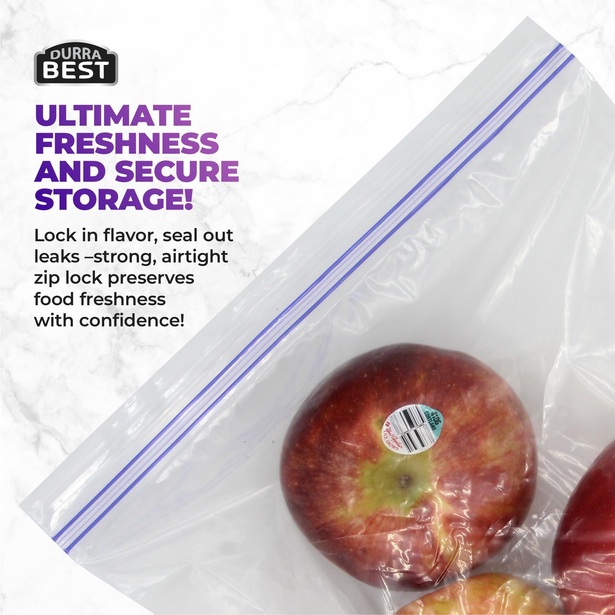DURRA BEST. 1 Gallon Large Storage Zip Bags - Double Zip, Freezer Safe, Resealable, and Leak Proof (40 Count) - Image 5