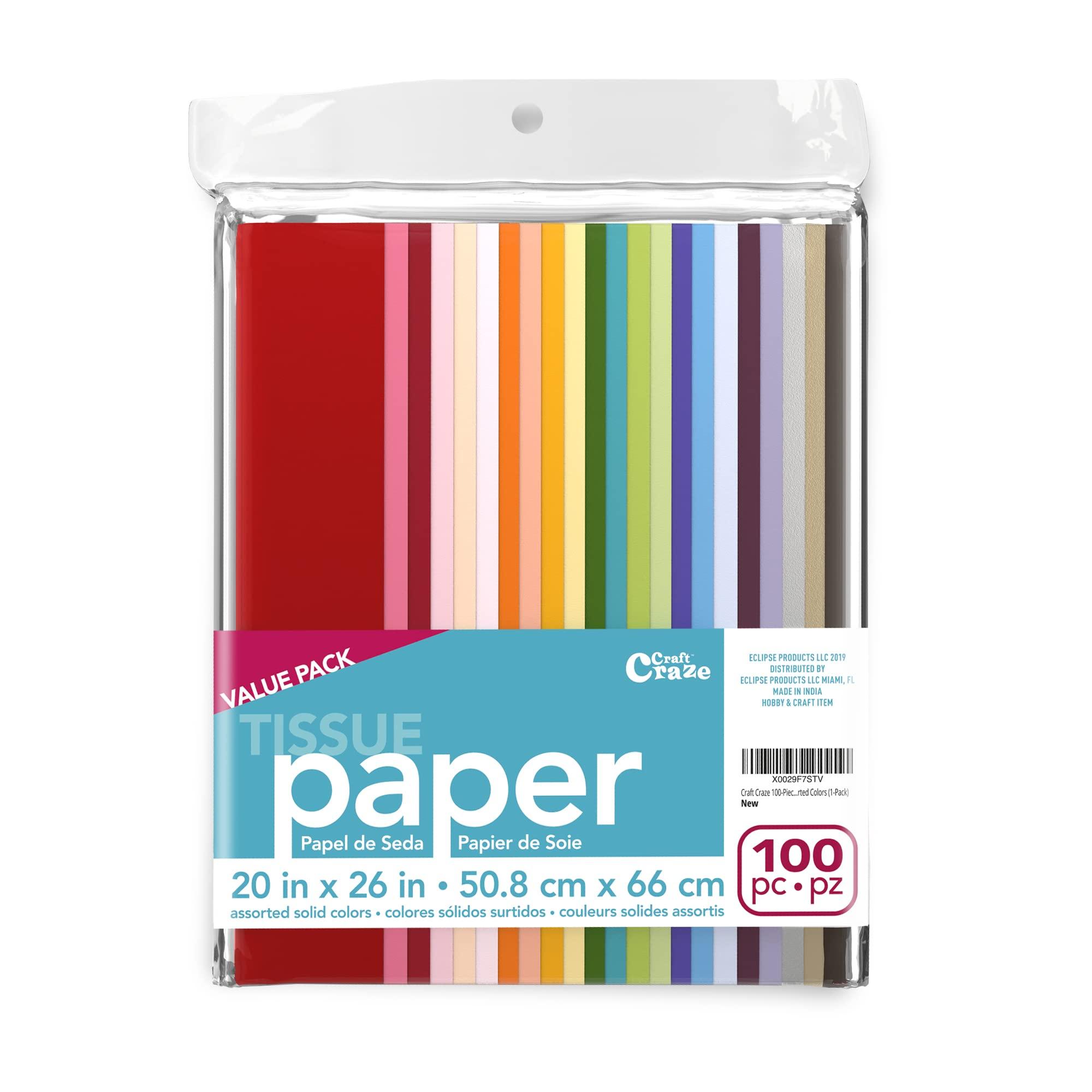 Craft Craze 100 Sheets (20" x 26") 25 Assorted Colors Premium Quality Tissue Paper for Gift Wrapping, Arts & Crafts, Packing and Decorations (1-Pack) - Image 3