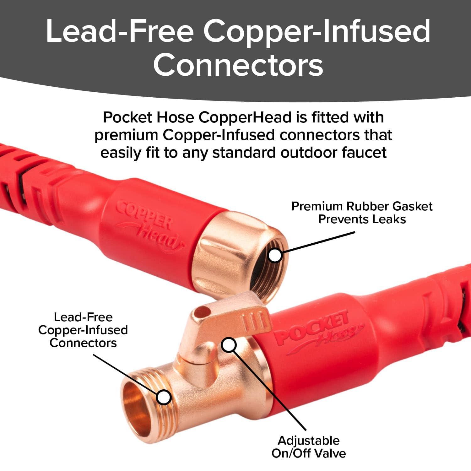 Pocket Hose Copper Head w/New Pocket Pivot Expandable Garden Hose 50 FT, AS-SEEN-ON-TV, Swivels 360°, Advanced Tri-Tex Tubing & Force Field Jacket, 3X Stronger, Lead-Free, No-Kink, Anti-Burst w/APT - Image 9