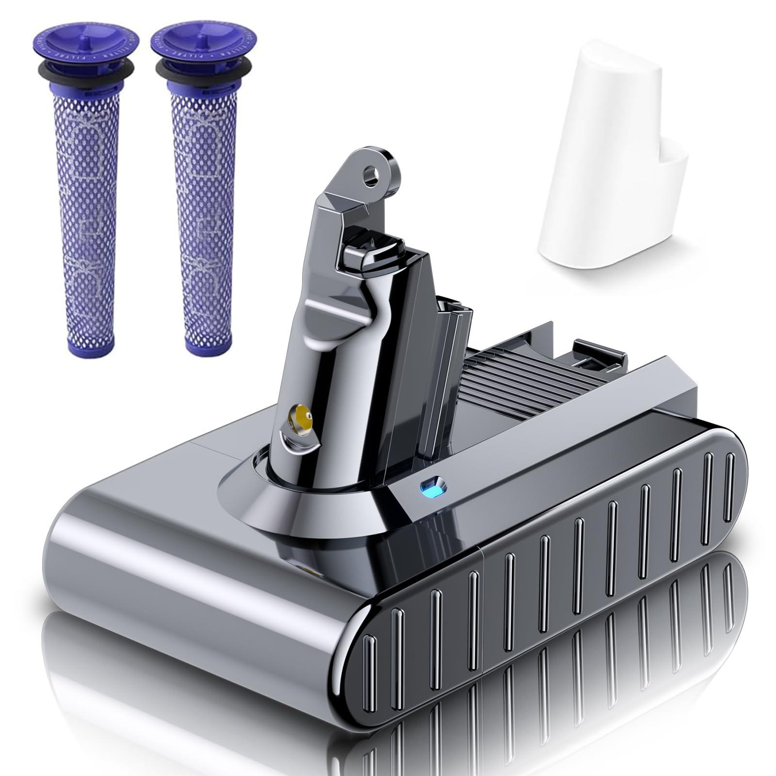 Upgraded 7.0Ah 21.6V Li-ion Replacement for Dyson V6 Battery Compatible with 967810-23 VTC4 SV03 SV04 SV05 SV06 SV07 SV09 DC58 DC59 DC61 DC62 DC72 Handheld Vacuum with 2 Filters