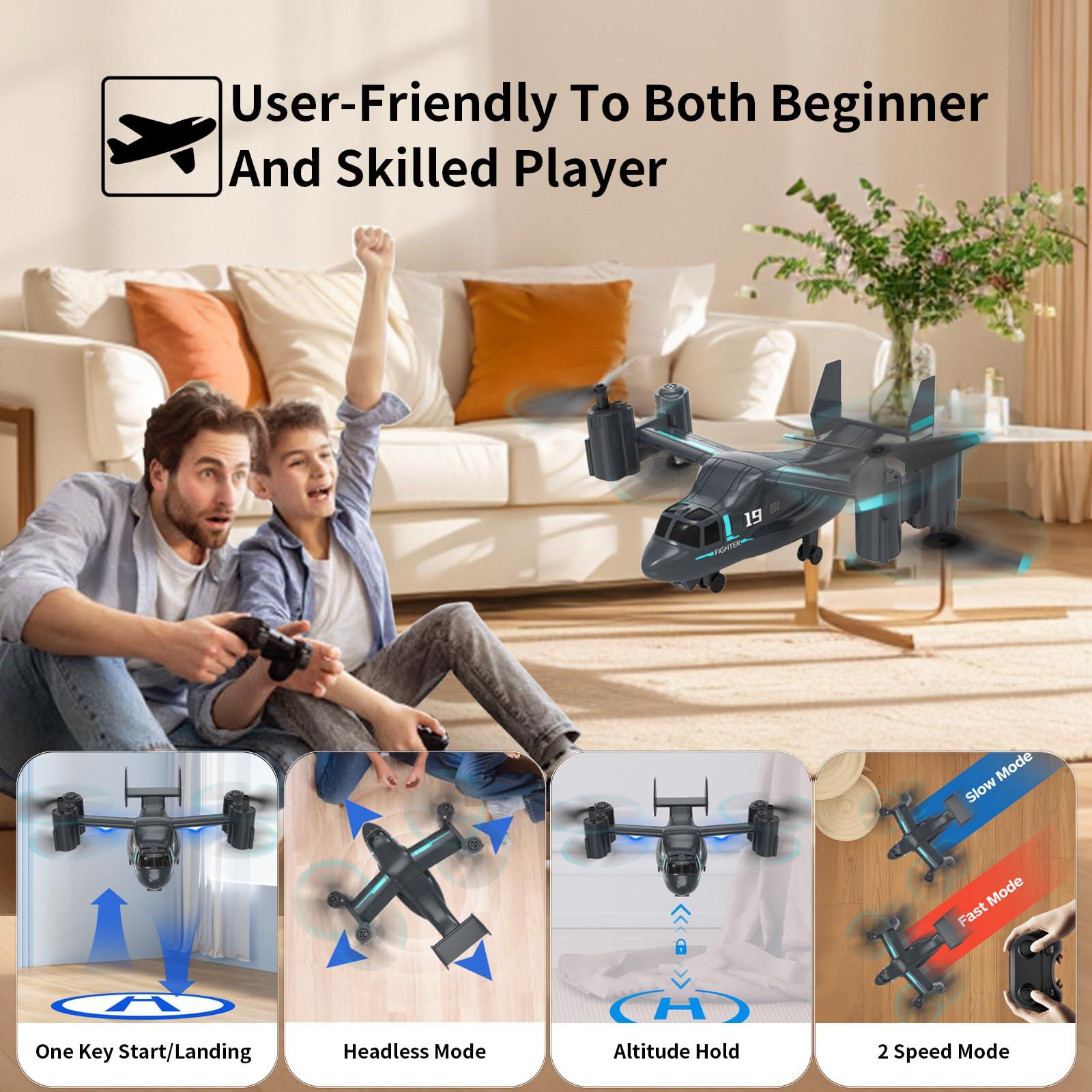 Helicopter Remote Control, LM19 Ospery Military RC Helicopter with Live Camera for Military Fans, Flying and Land Gliding Mode, One Key take Off/Landing, Remote Control Helicopter for Boys 12-15 - Image 3