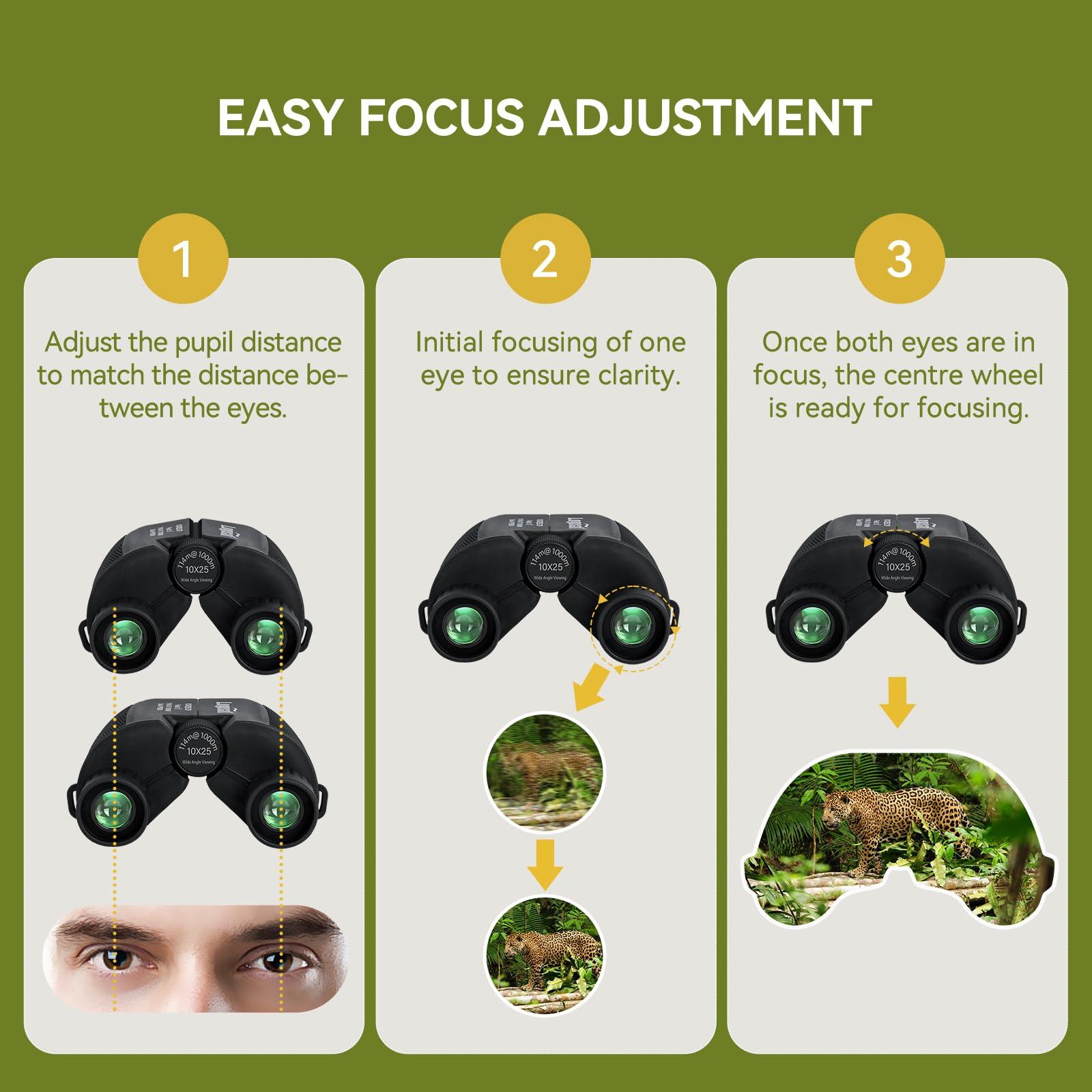 Logisaf Binoculars for Adults and Kids, 10x25 Small Compact Binoculars with Low Light Vision, Easy Focus Hunting for Bird Watching, Waterproof, Hiking Essentials & Travel Companion - Image 8
