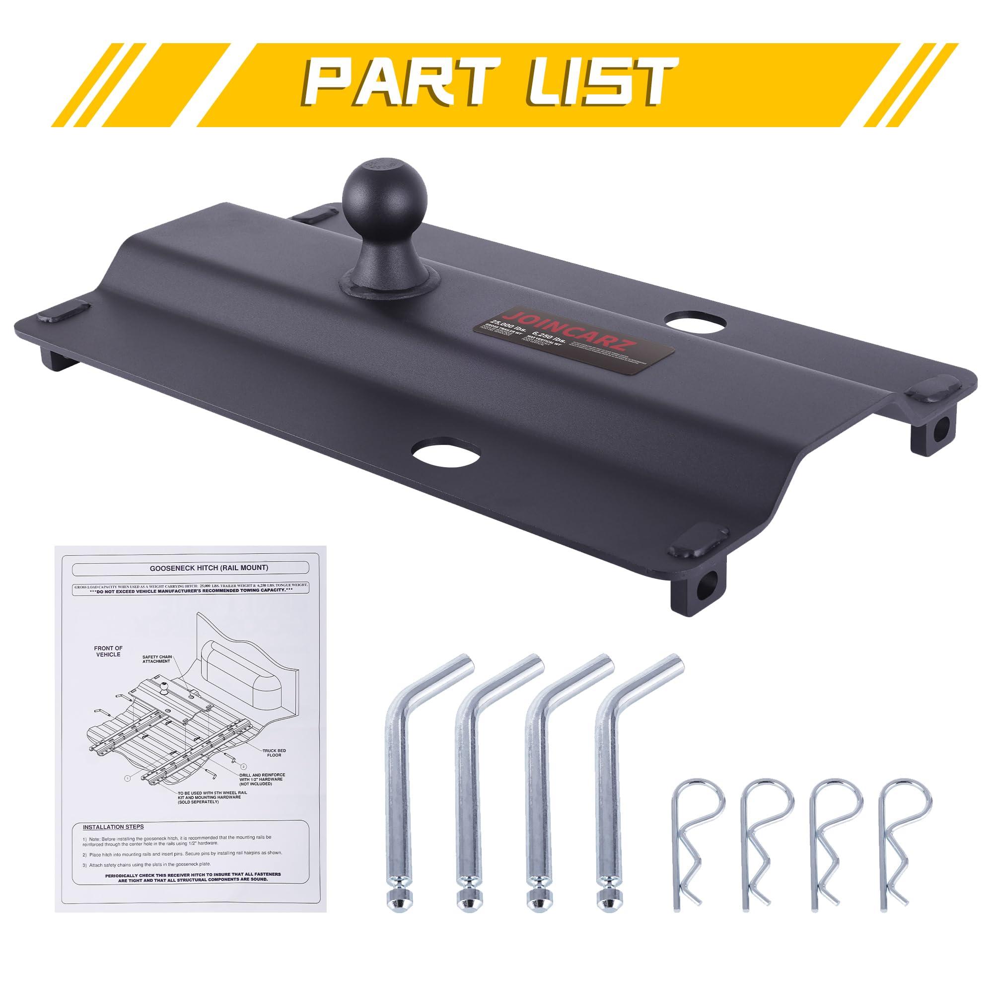 JOINCARZ 25000 lbs Gooseneck Ball Plate Fit for 5th Wheel Rails, Gooseneck Adapter Hitch for Pickup Truck Bed Trailer Towing, 2-5/16-Inch Ball, Fits Industry-Standard Rails,Carbide Black Powder Coat - Image 8