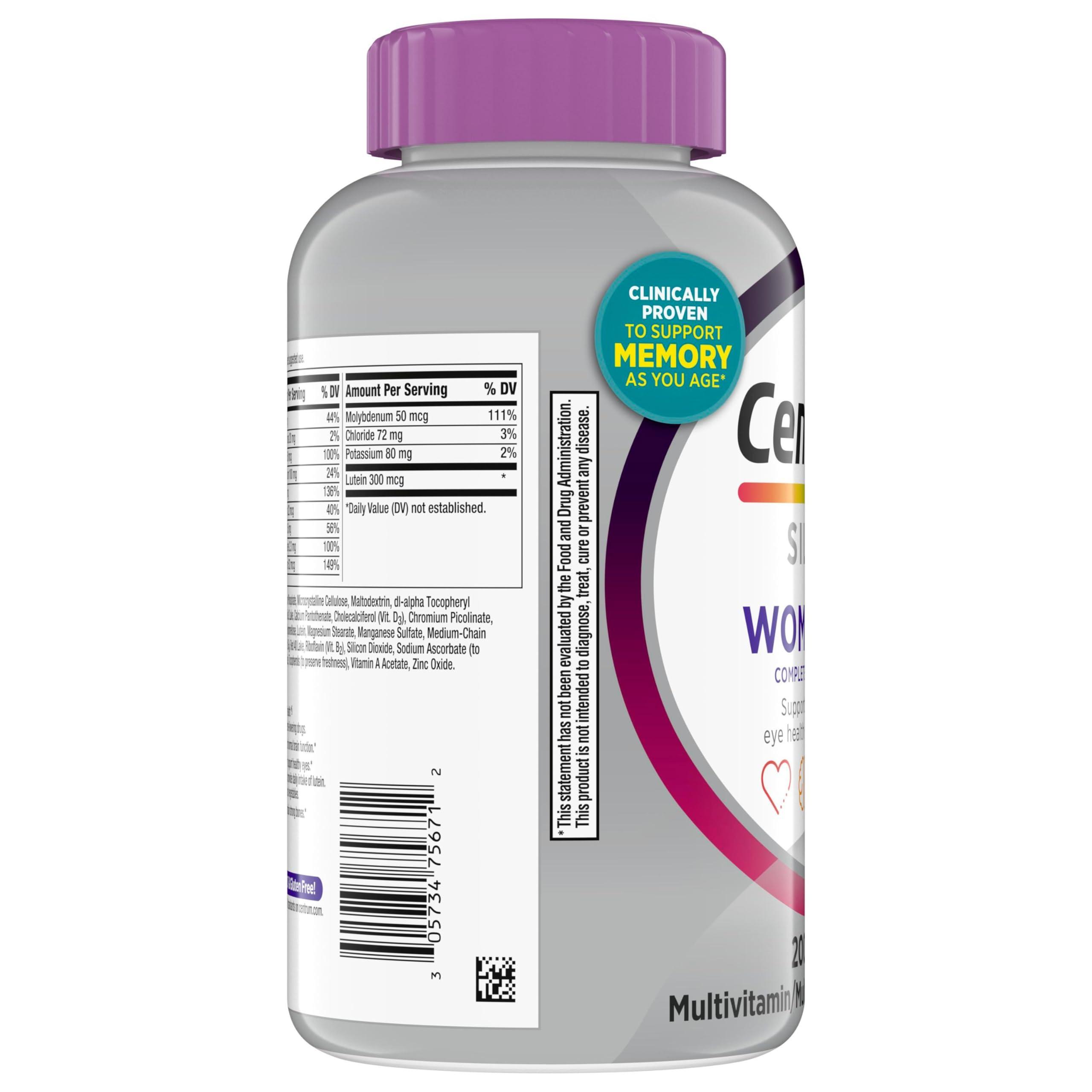 Centrum Silver Women's Multivitamin for Women 50 Plus, Multivitamin/Multimineral Supplement with Vitamin D3, B Vitamins, Non-GMO Ingredients, Supports Memory and Cognition in Older Adults - 200 Ct - Image 10