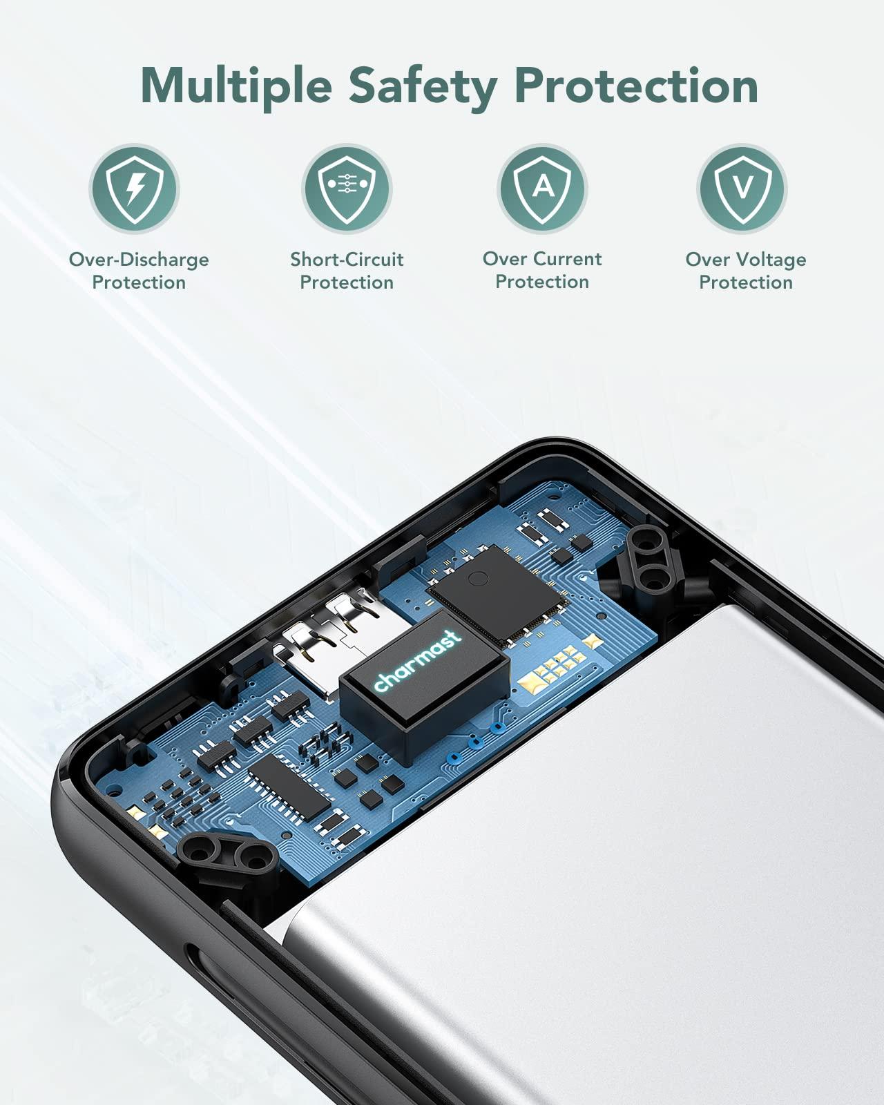 Charmast Portable Charger with Built-in Cables & Wall Plug, 10000mAh Portable Power Bank, External Battery Pack Travel Essentials Compatible with iPhone 16/15/14/13, Samsung, iPad etc - Image 9