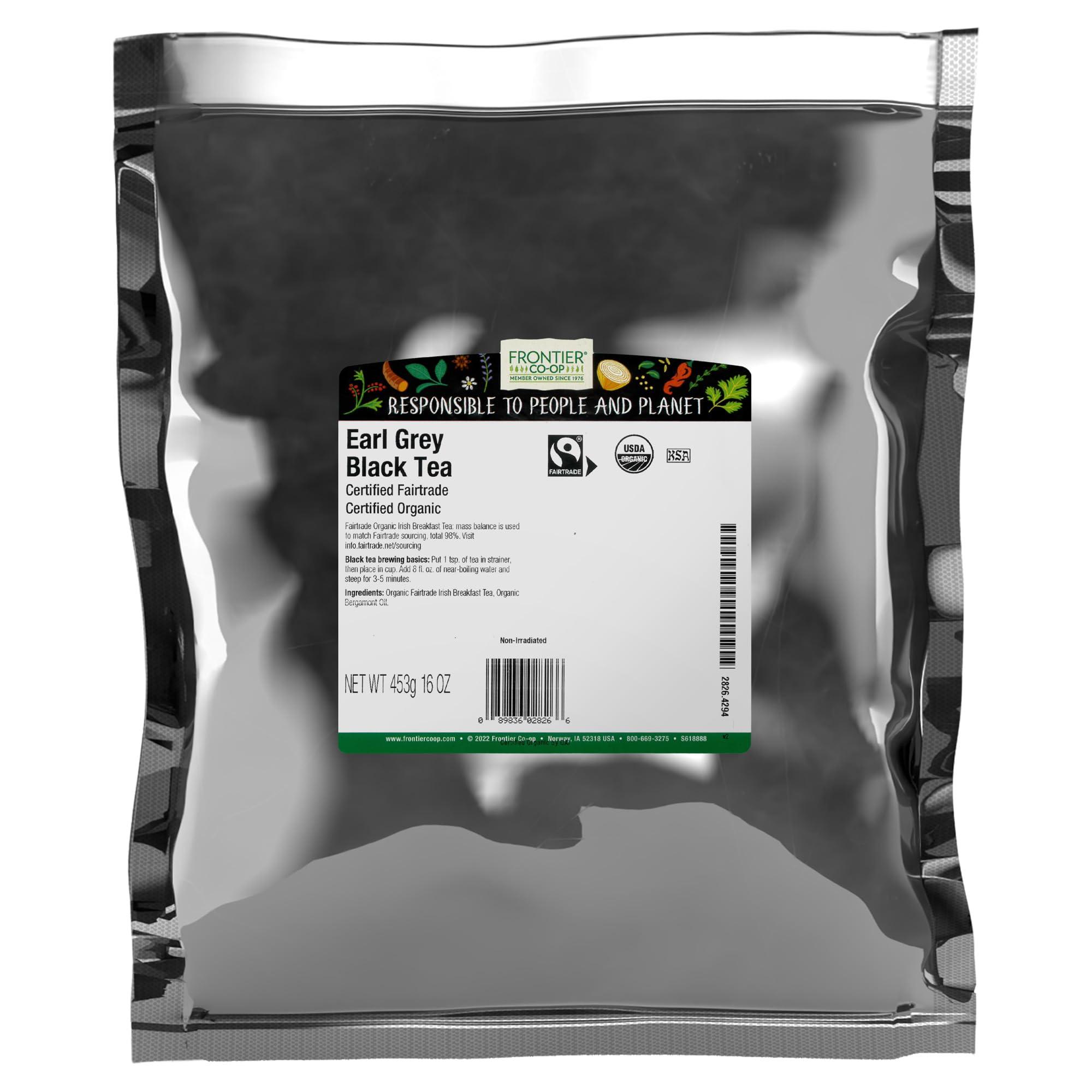 Frontier Co-op Organic Earl Grey Tea Loose Leaf, 1lb Bulk Bag - Premium Dried Loose Leaf Tea - Aromatic Black Tea Loose Leaf with Bergamot Oil, Kosher