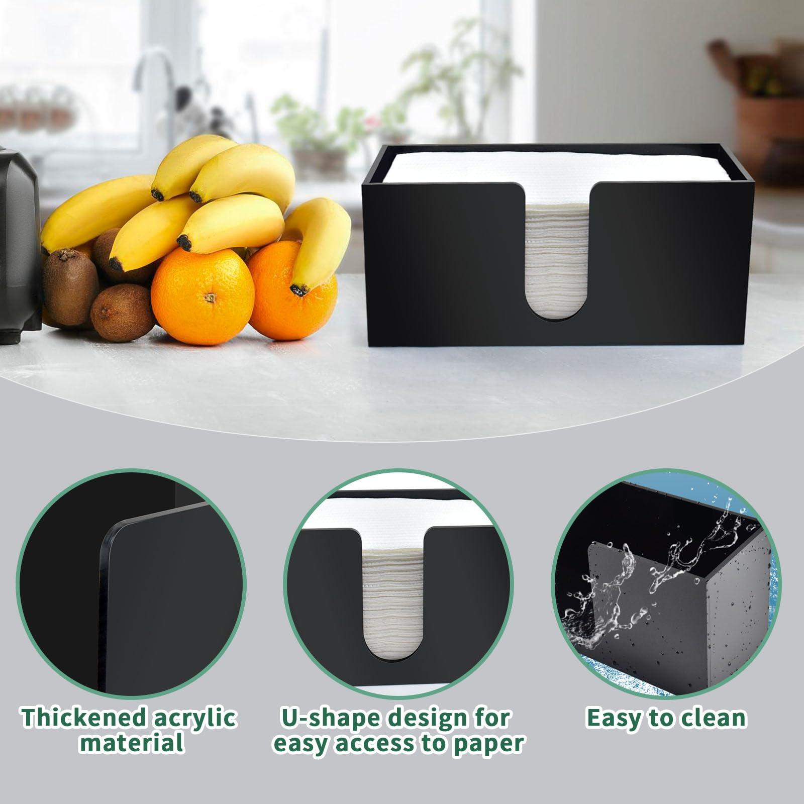 2Pack Paper Towel Holder Countertop, Black Acrylic Napkin Dispenser, Multifold Paper Towel Dispenser for for Z-fold C-fold MultiFold Trifold-Bathroom Toilet Kitchen Restaurant - Image 4