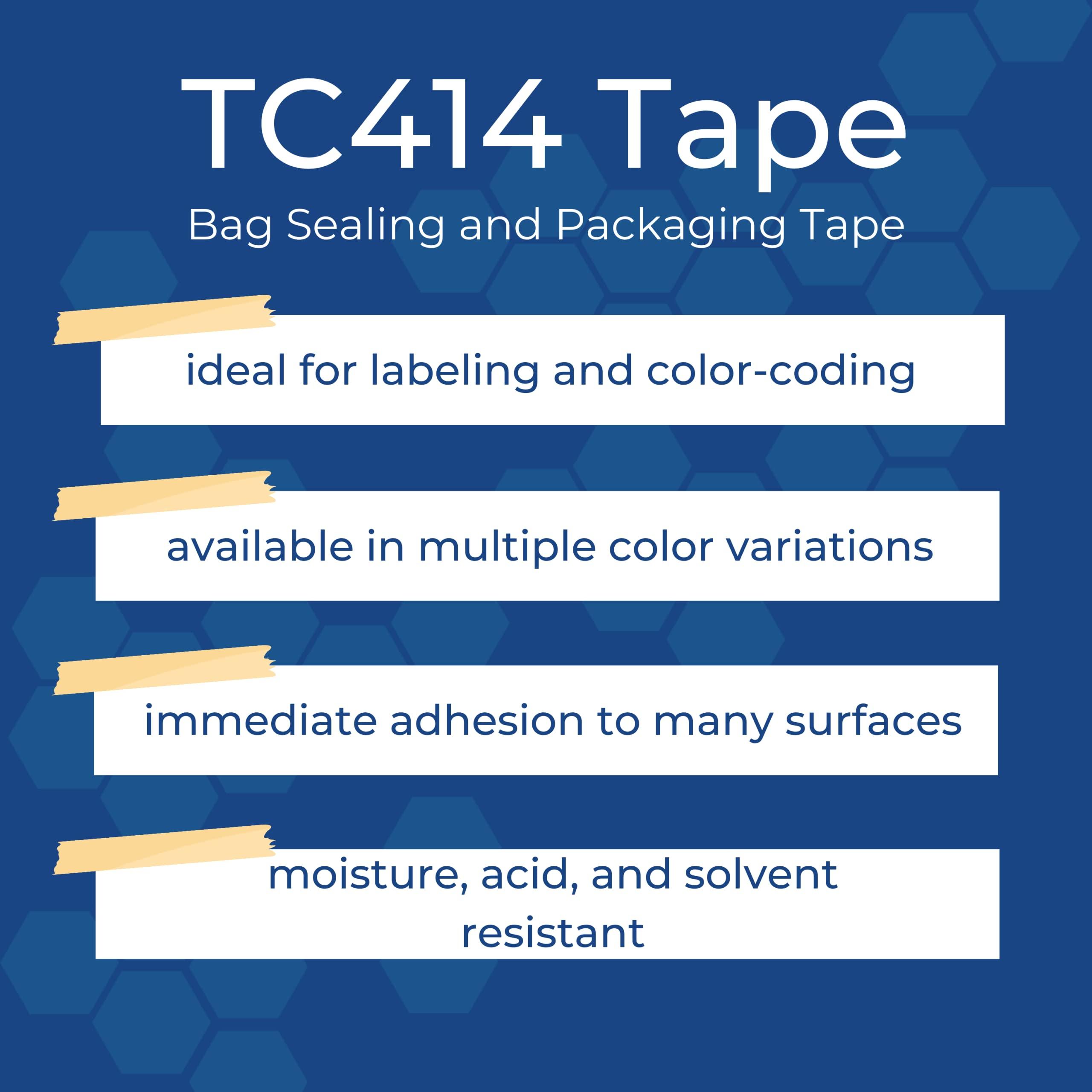 TapeCase TC414 0.375" X 72YD Yellow - UPVC, Yellow Bag Sealing Tape, 3/8" Wide, 72 yd. Length, Yellow (1 ROLL) - Image 3