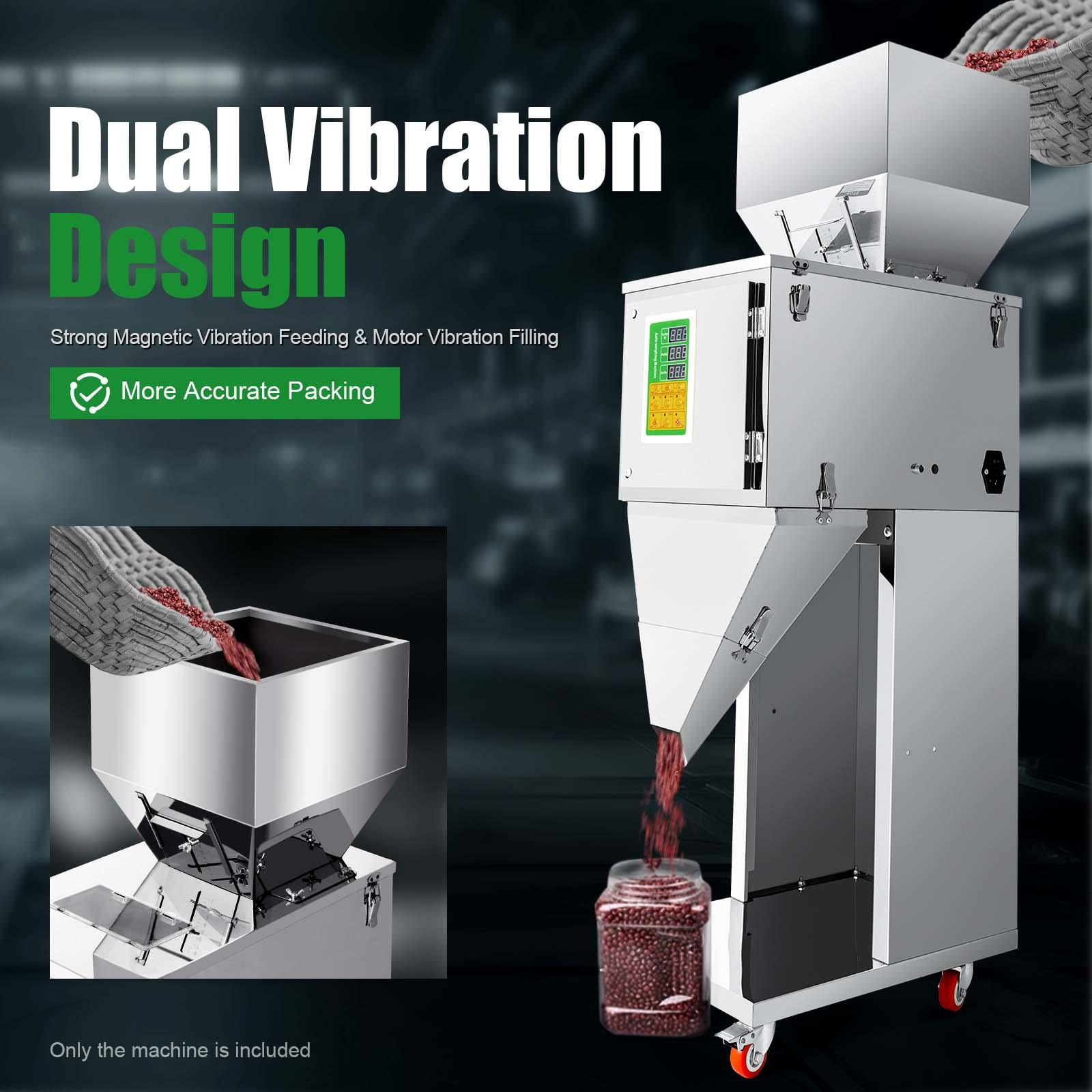 10-999G 110V Powder Filling Dispenser, Fully Automatic Packaging Filler, Stainless Steel Heavy Duty Granule Weigh Filler with Foot Pedal for Seed Grains - Image 2