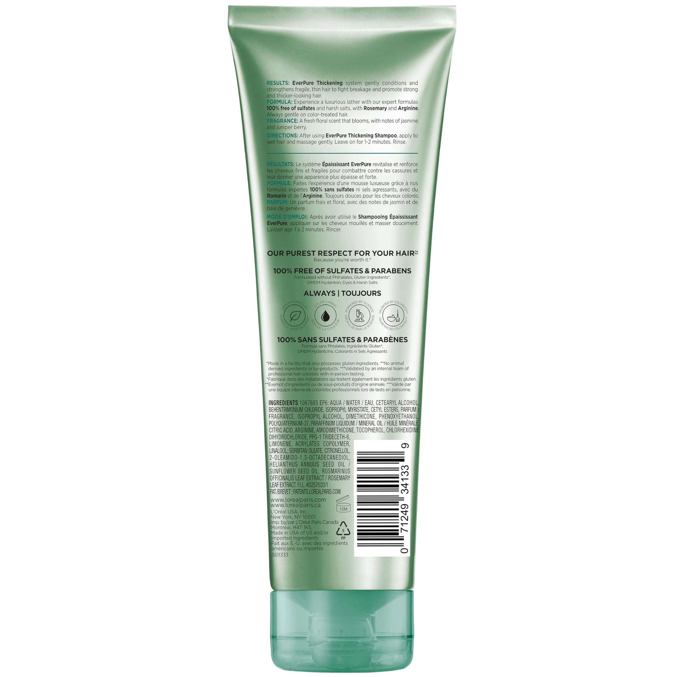 L'Oreal Paris Thickening Sulfate Free Conditioner, Thickens + Strengthens Thin, Fragile Hair, Hair Care with Rosemary Leaf, EverPure, 8.5 Fl Oz (Packaging May Vary) - Image 9