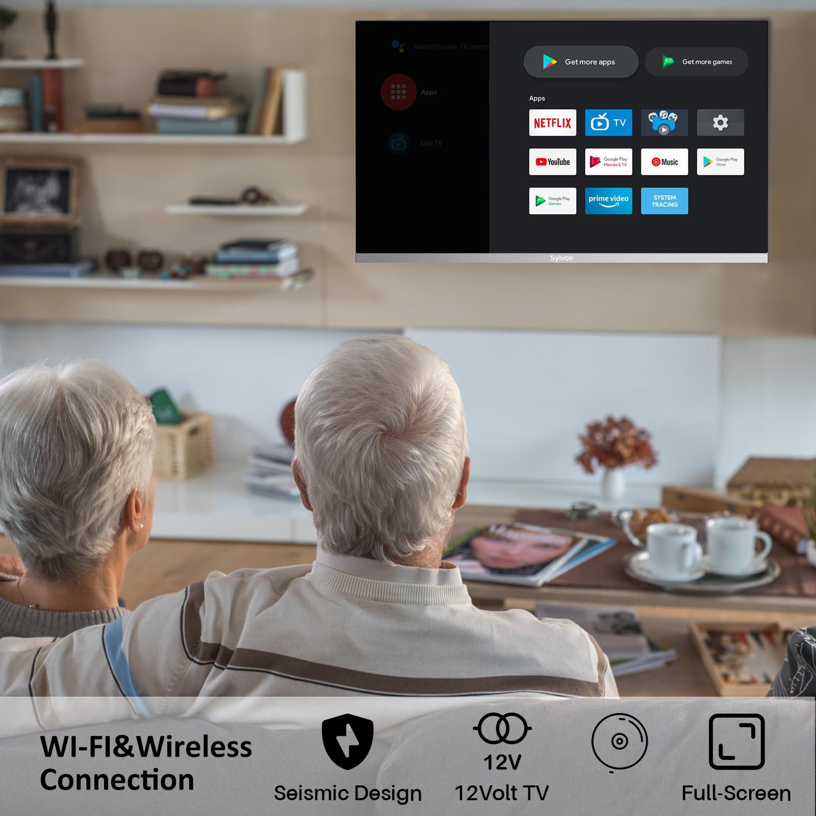 SYLVOX 32 Inch TV 12 Volt Smart TV FHD 1080P Digital Video Disc Player Built-in ARC CEC WiFi Wireless Connection Support, Suitable for RV Camper Kitchen Bedroom Boat(Limo Series),Black - Image 5