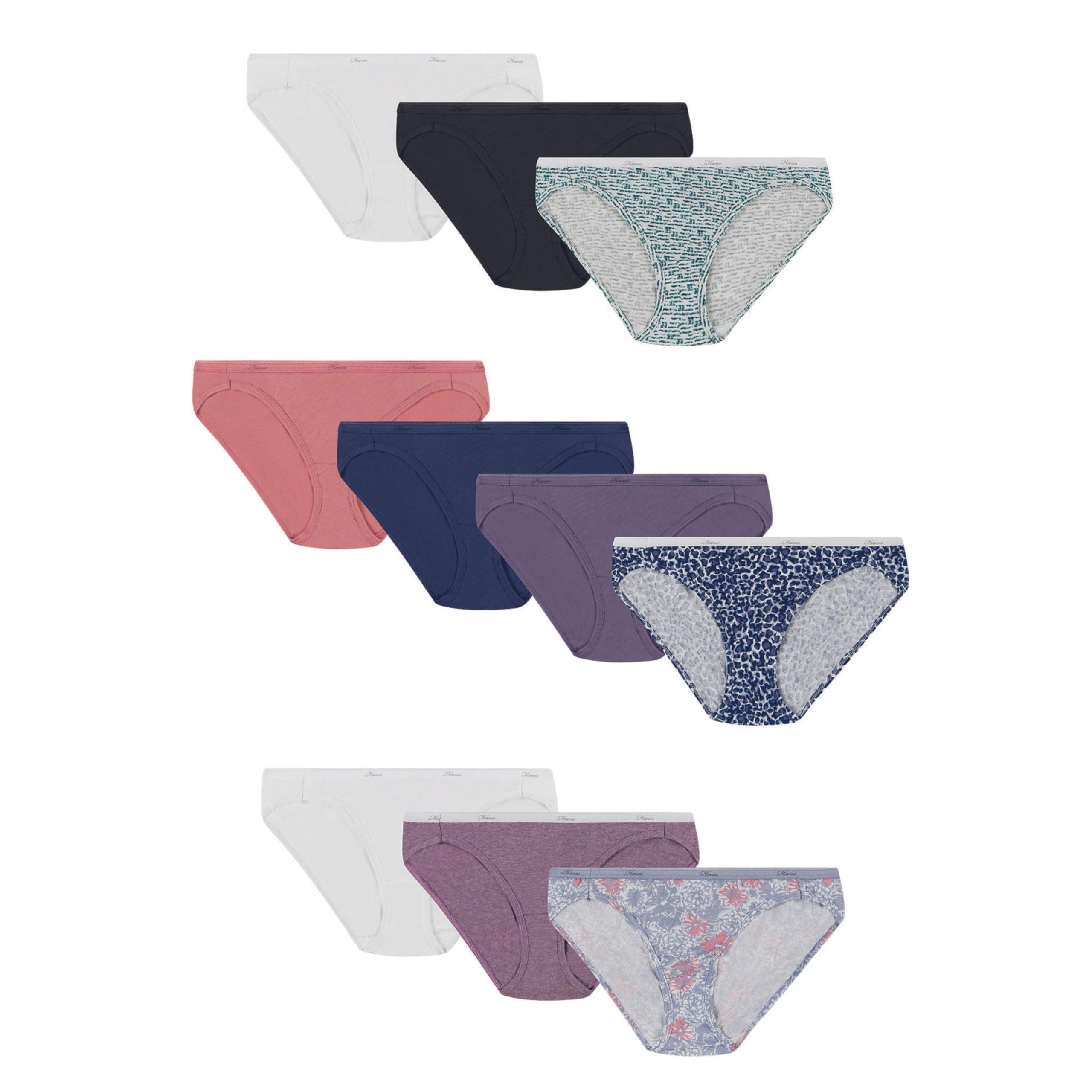 Hanes Women's Bikini Underwear Pack, Classic Cotton Bikini Panties, 10-Pack (Colors May Vary)