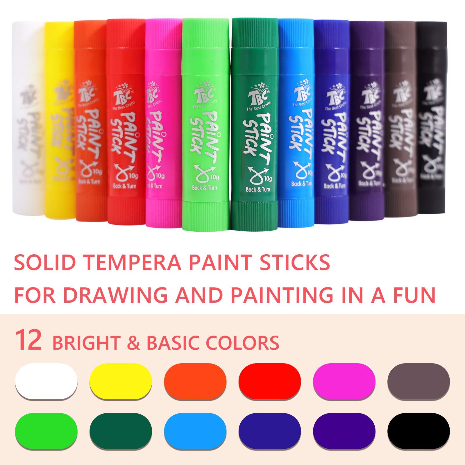 TBC The Best Crafts Paint Sticks,12 Classic Colors, Washable, Non-toxic, Tempera Paint Sticks for Kids and Students - Image 2