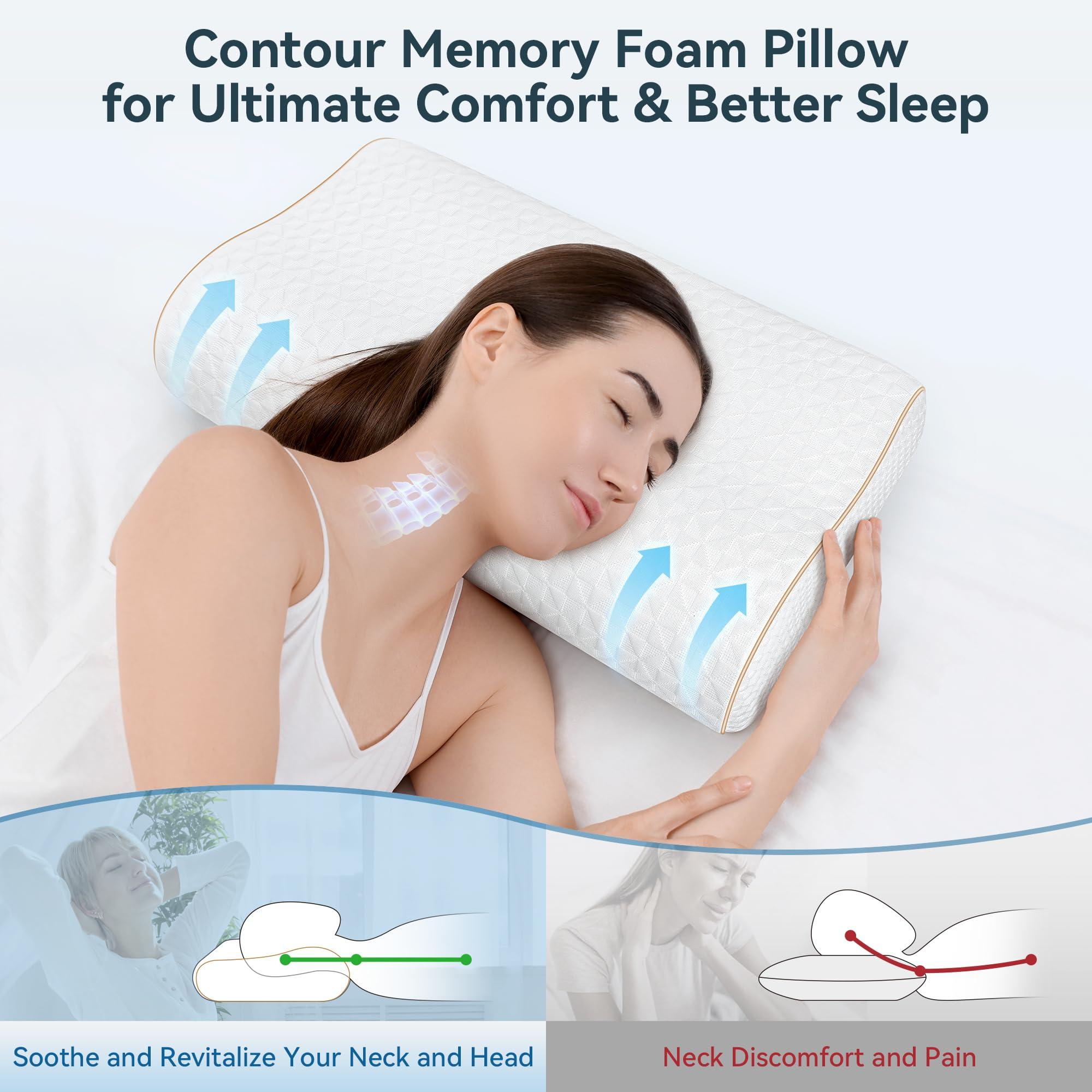 zibroges Sandwich Memory Foam Pillow for Sleeping - Ergonomic Cervical Cooling Pillows Queen Size, Adjustable Contour Pillow for Neck Pain Relief, Bed Pillow for Side, Back & Stomach Sleepers - Image 6