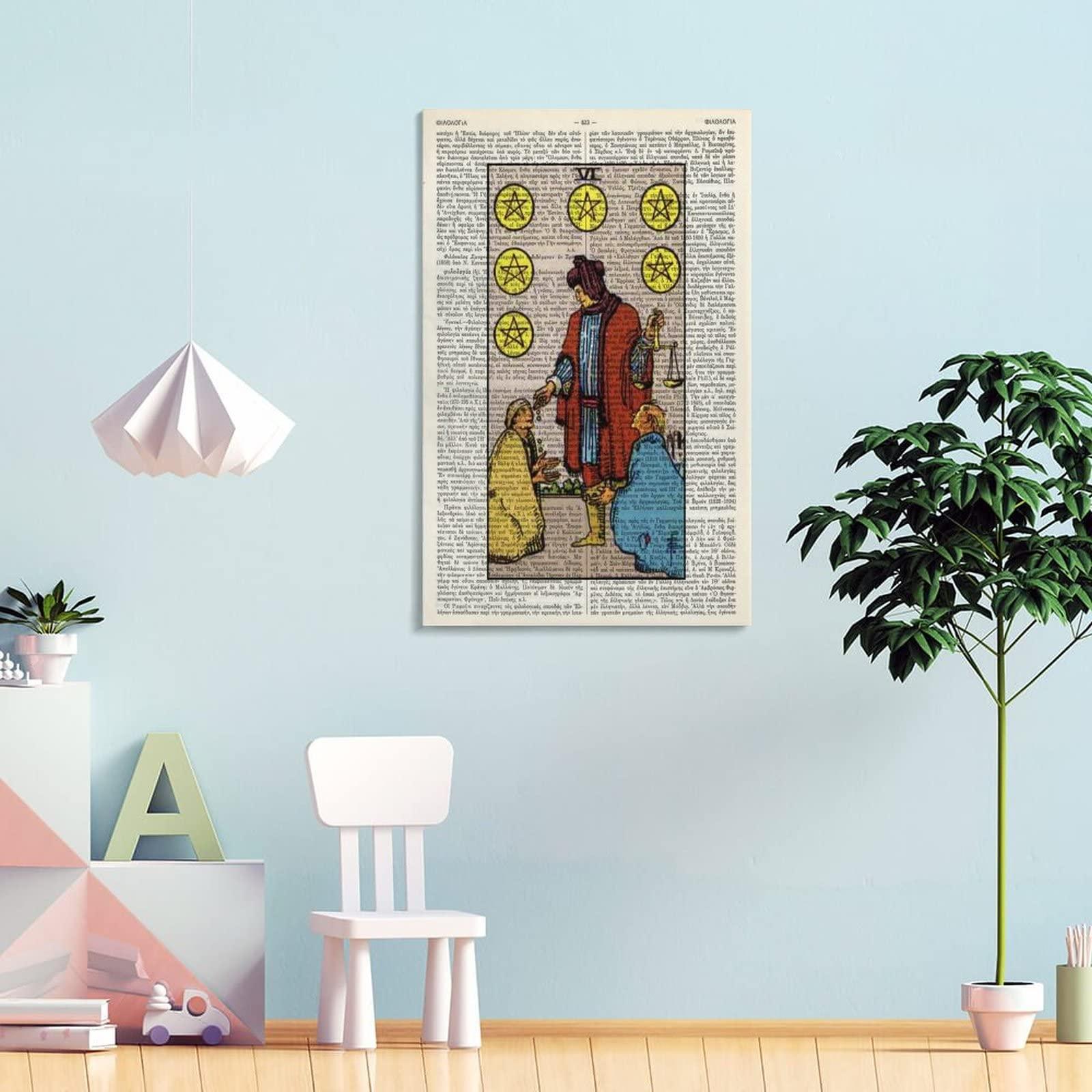 Six of Pentacles Tarot Art Print Poster Tarot Gift Minor Arcana Canvas Art Poster and Wall Art Picture Print Modern Family Bedroom Decor Posters 12x18inch(30x45cm) - Image 4