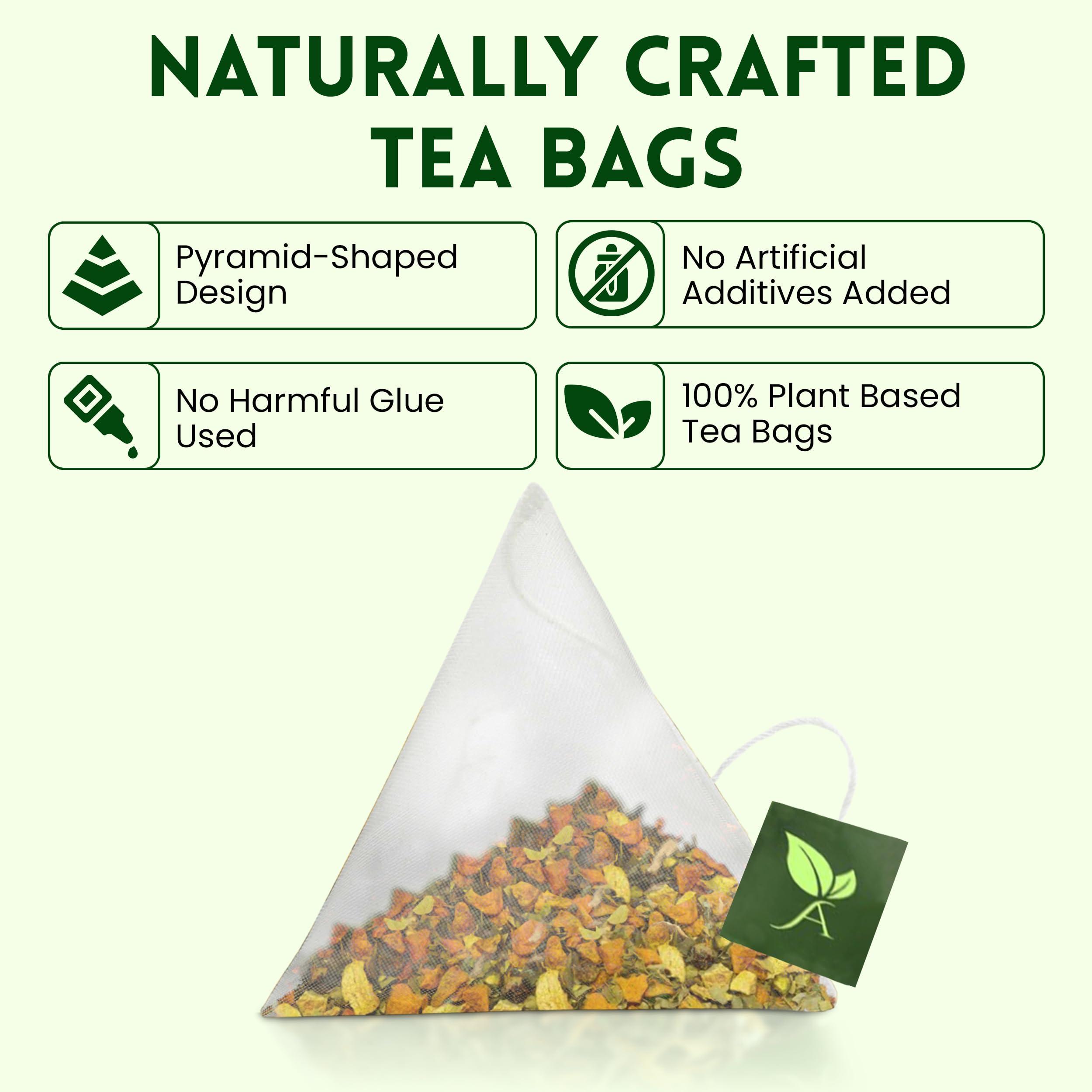 Attaya Ashwagandha Tea Bags - Ashwangandha + Turmeric Delight Tea -100 Tea Bags -100% Herbal blend of Ashwagandha, Turmeric, Cinnamon, and Green Tea, 7.05 oz (200g) - Image 3