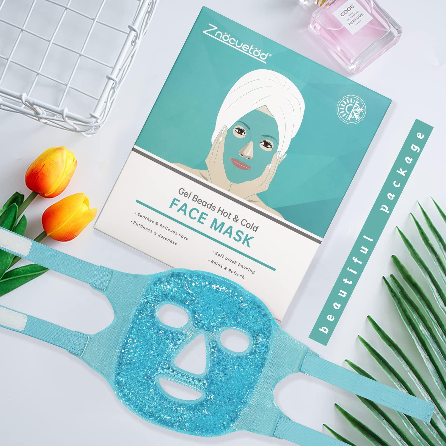 ZNÖCUETÖD Cold Face Eye Mask Ice Pack Reduce Facial Puff, Dark Circles, Gel Beads Hot Heat Cold Compress Pack, Face SPA for Woman Sleeping, Pressure, Headaches, Skin Care, Post Laser Care[Blue] - Image 8