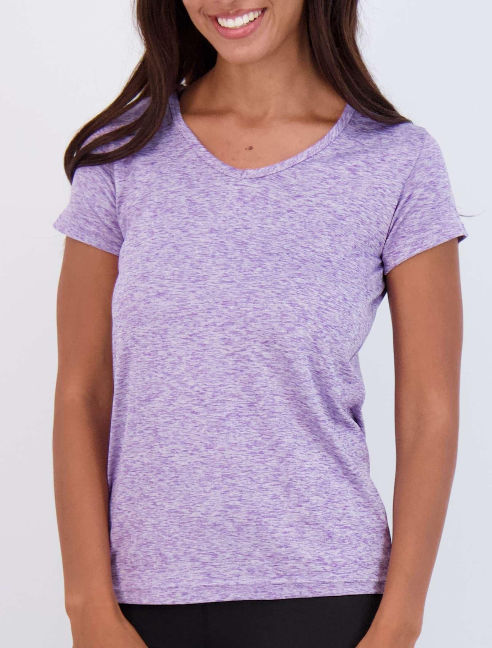 Real Essentials 5 Pack: Women's Short Sleeve V-Neck Activewear T-Shirt Dry-Fit Wicking Yoga Top (Available in Plus) - Image 3