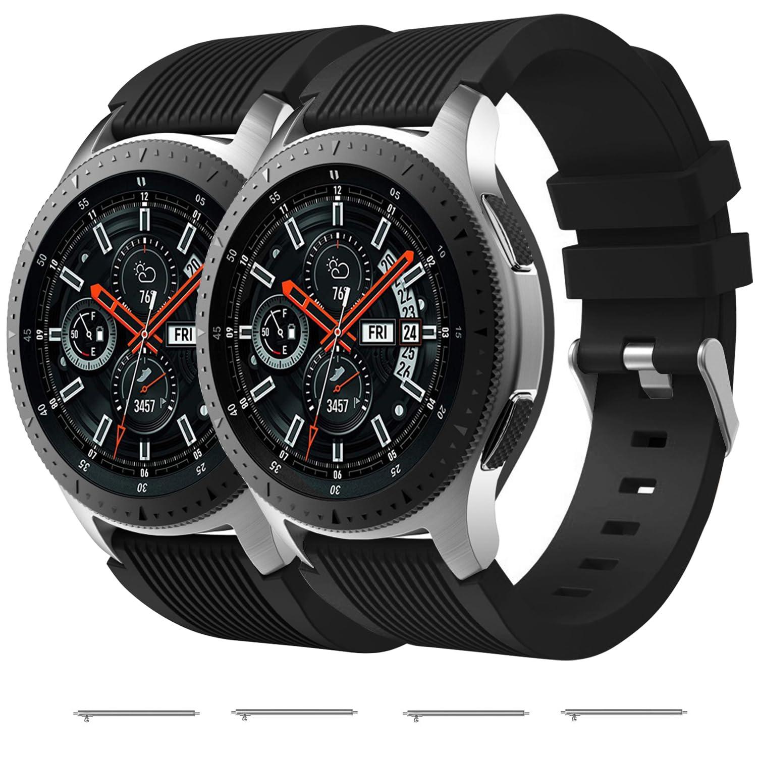 Nacorulu Band Compatible for Samsung Galaxy Watch 46mm/3 45mm/Gear S3 Classic/Frontier, 22mm Smart Watch Silicone Band for Women Men (2 Pack)